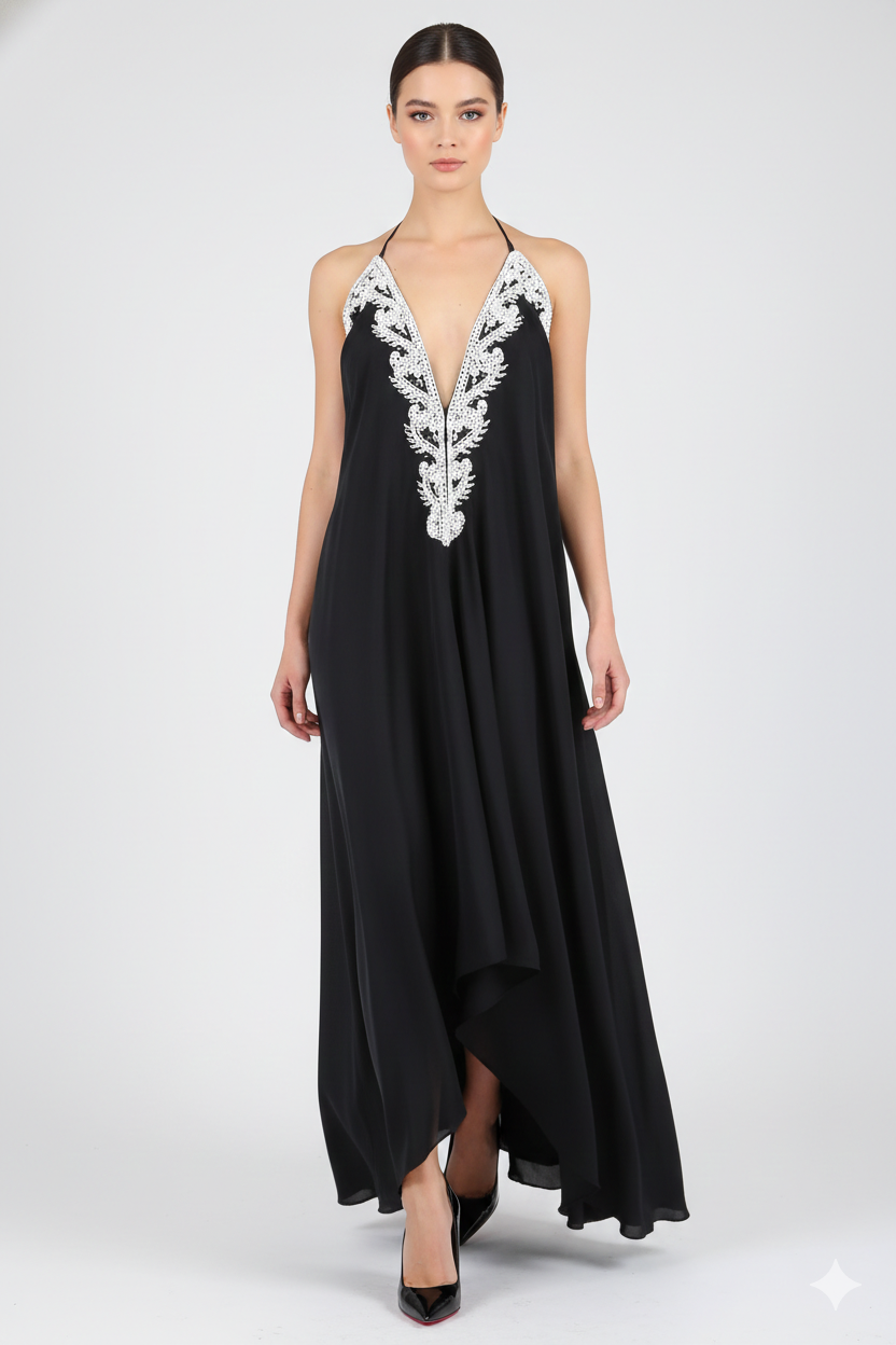 dress with lace cape Boho A-Line Chiffon Wedding Dress with Cape & Lace Flowers