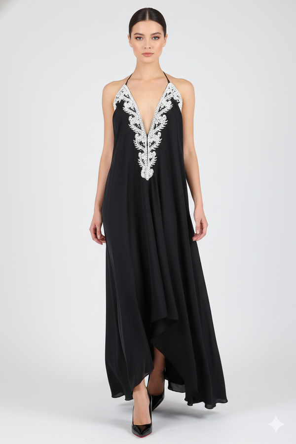 Black Draped Maxi Scarf Dress | Shahida Shahida Parides Black Draped Maxi Scarf Dress | Shahida Shahida Parides
