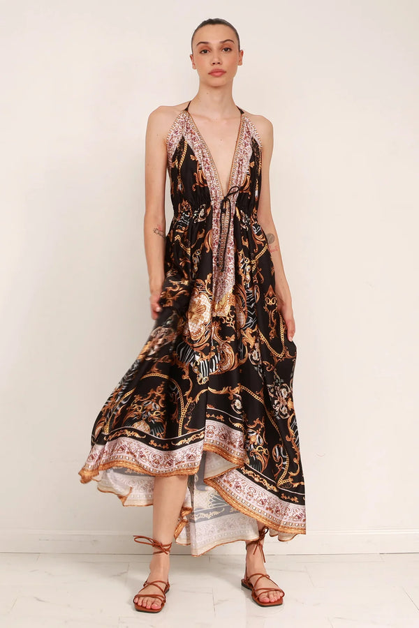 Designer Printed Maxi Dress | Black Maxi Dress - Shahida Parides Designer Printed Maxi Dress | Black Maxi Dress - Shahida Parides
