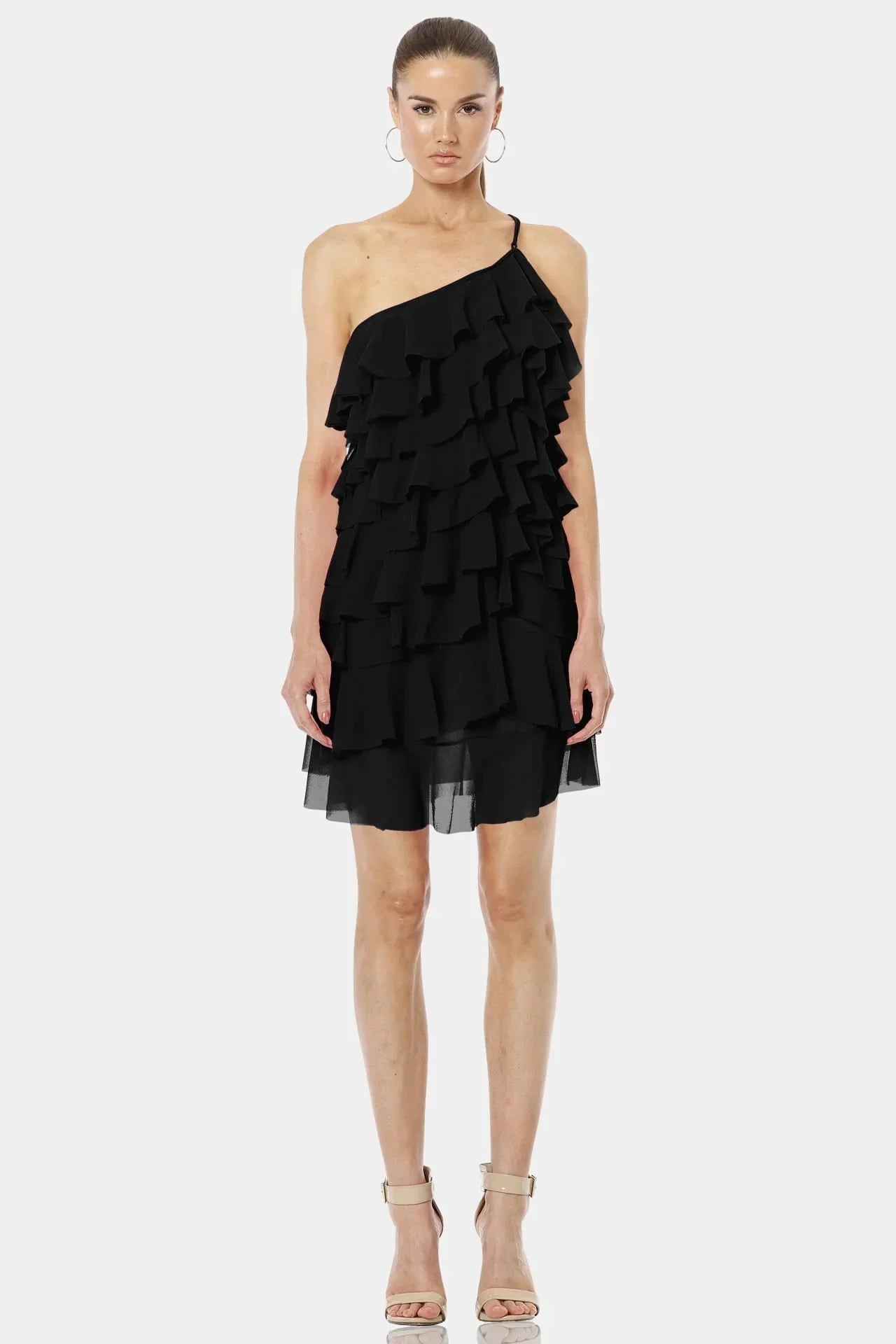 black mini frill dress Rebecka