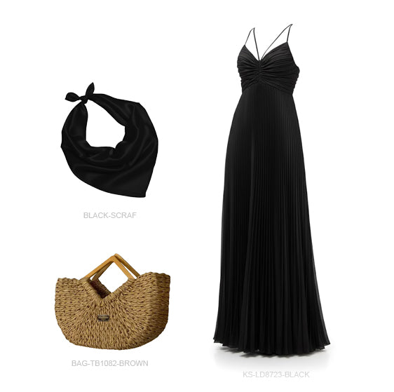 Black Pleated Maxi Dress