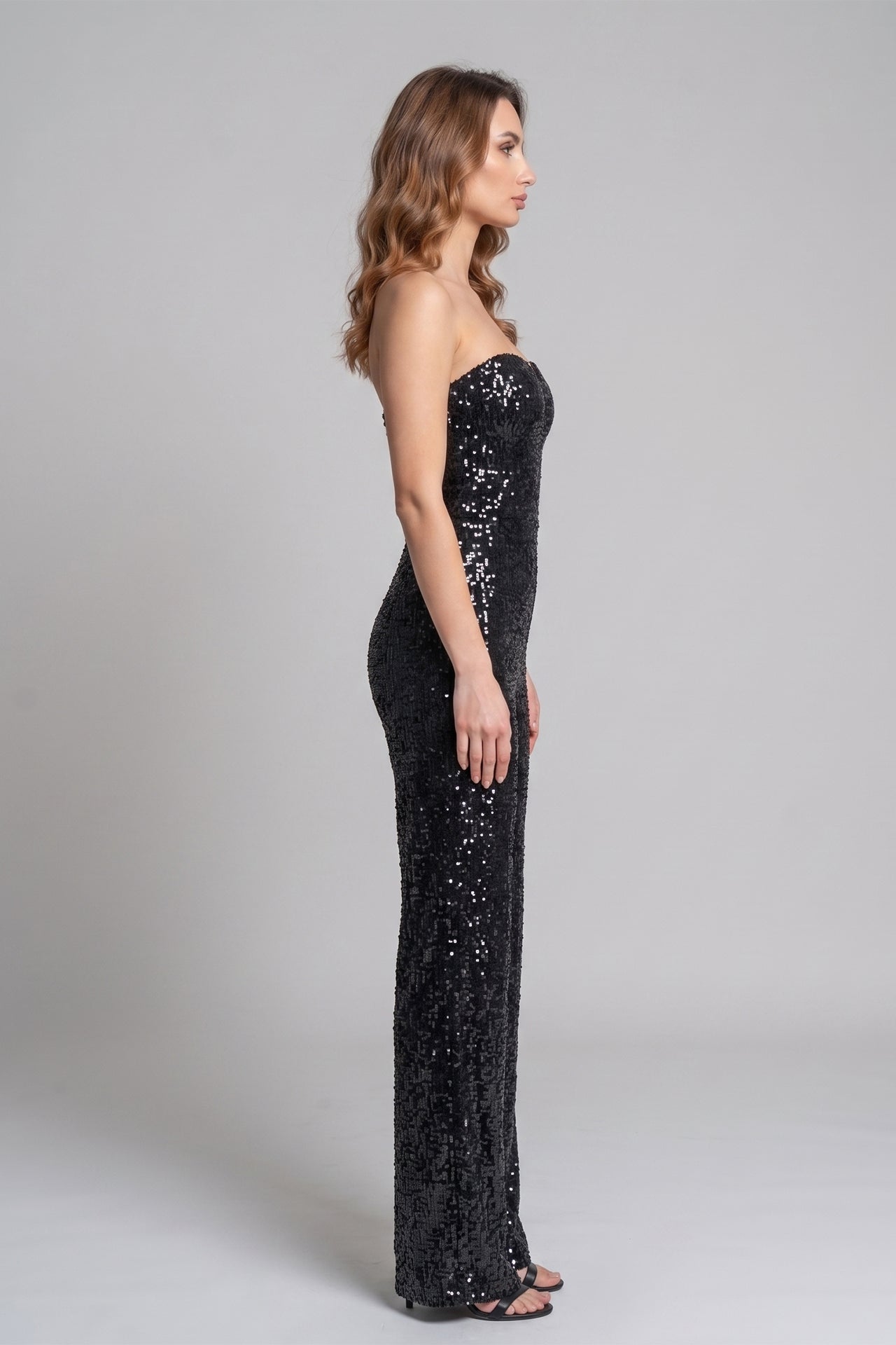 black dress party dress and jump suite Asymmetric Black & White Elegant Jumpsuit 17364 M / Black