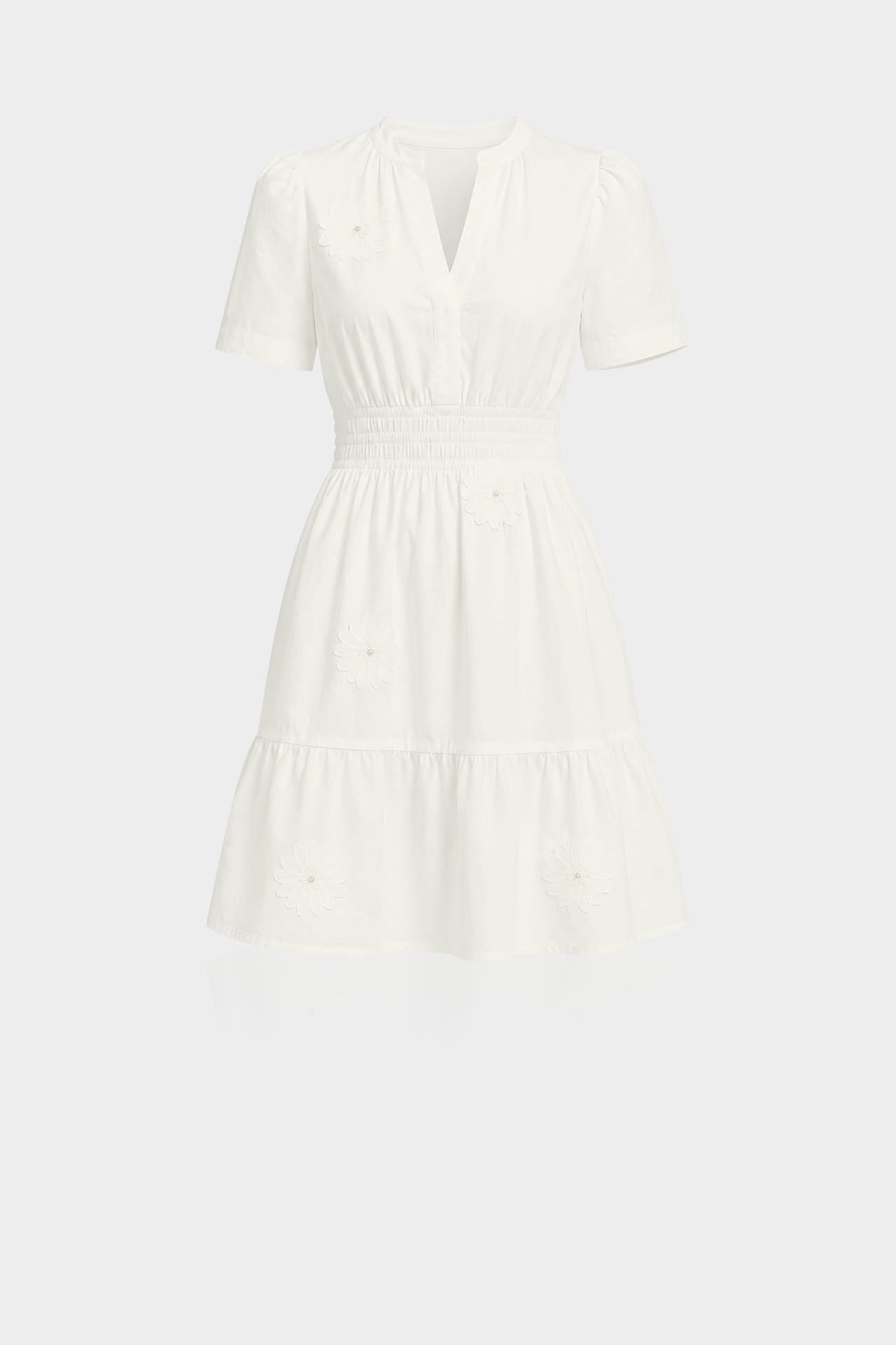 bridal brunch dresses S Ivory 3D Floral Appliqué Shower Mini Dress – Smocked Waist Mini Dress epos:style-group:31000516 Rinlong Sapphire Blue Cascading delivering the beauty of Size:EU 43/US 10.5