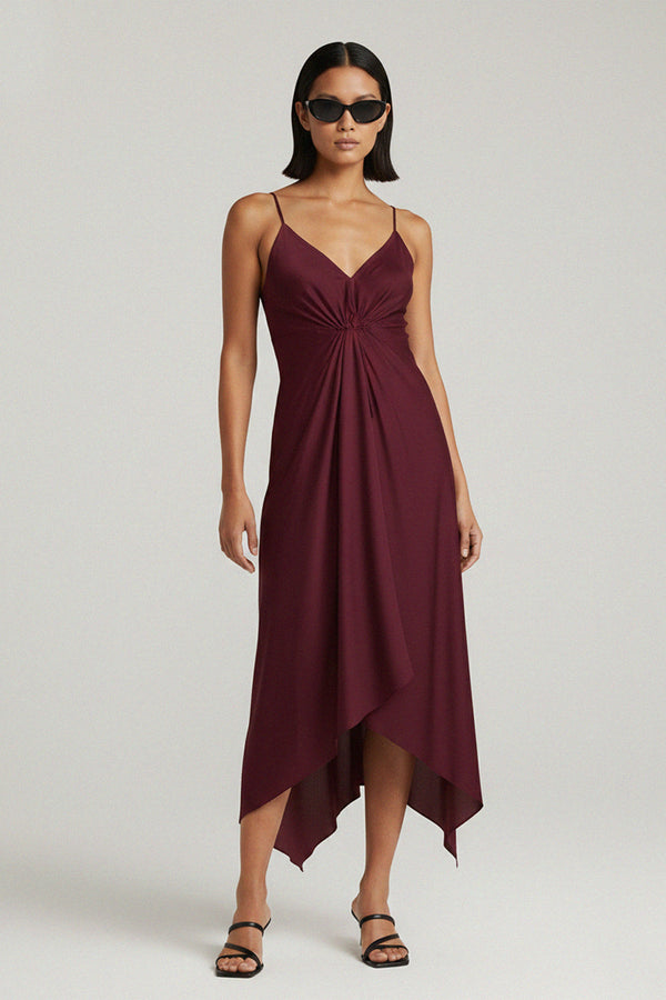 Brown Asymmetrical Midi Dress | Shahida Shahida Parides Brown Asymmetrical Midi Dress | Shahida Shahida Parides
