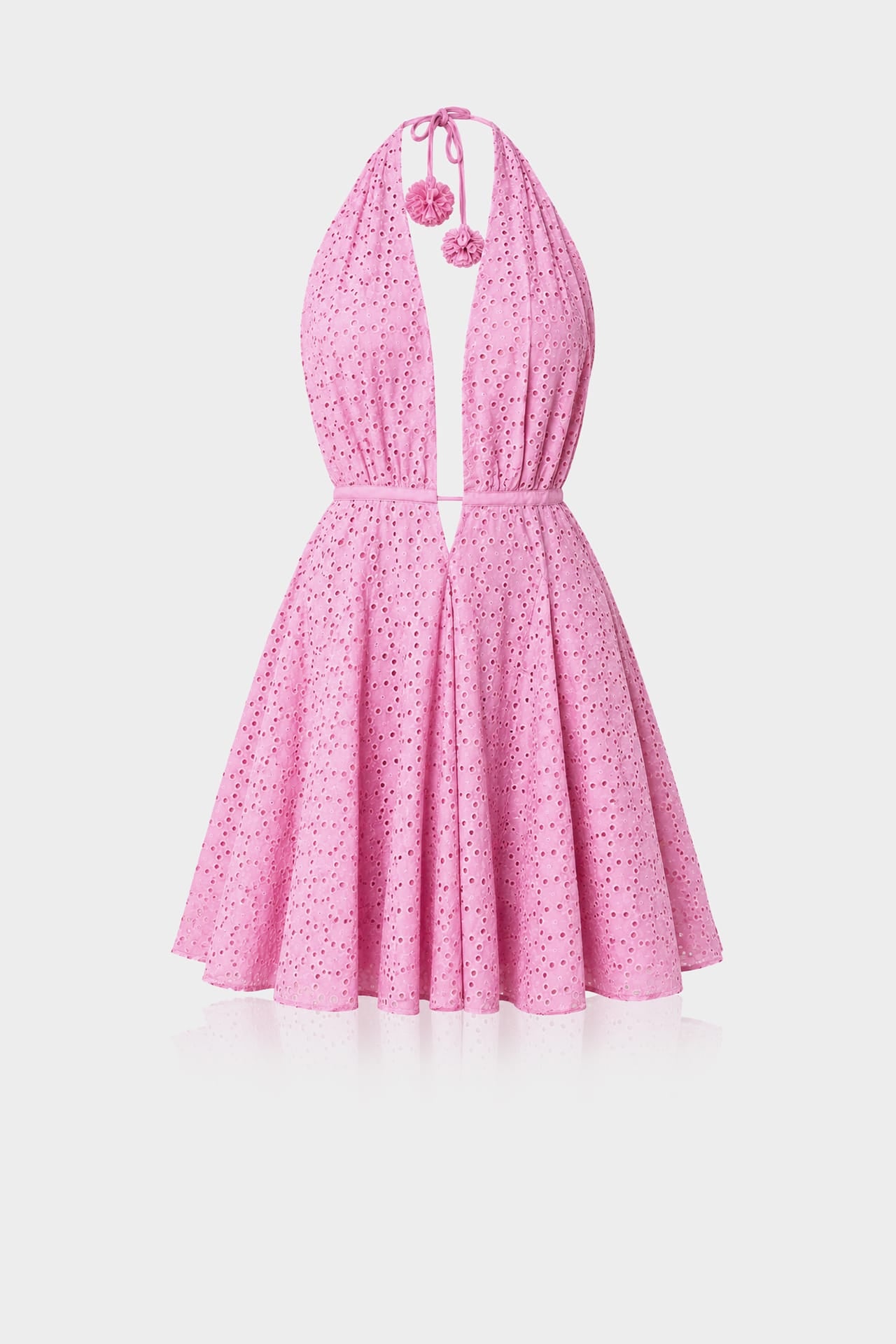 Small Pink Eyelet Halter Mini Dress