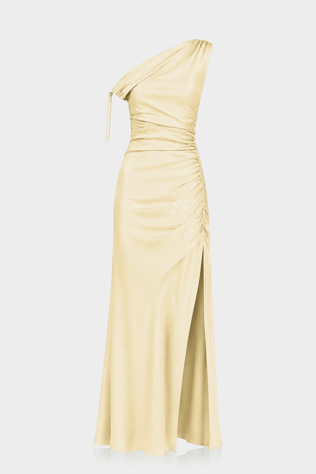 champagne one shoulder bridesmaid dresses Designer Satin Gala Dress – Shahida Parides sculpted line defines this How to Style a Size:6 years Club Outfits