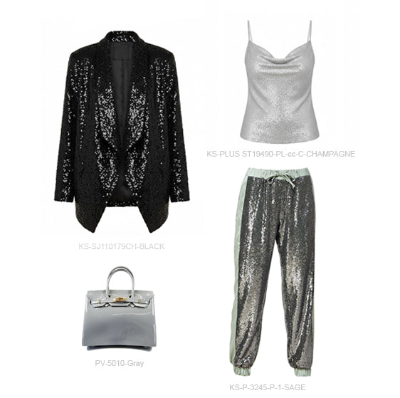 Silver Sequin Glam Set