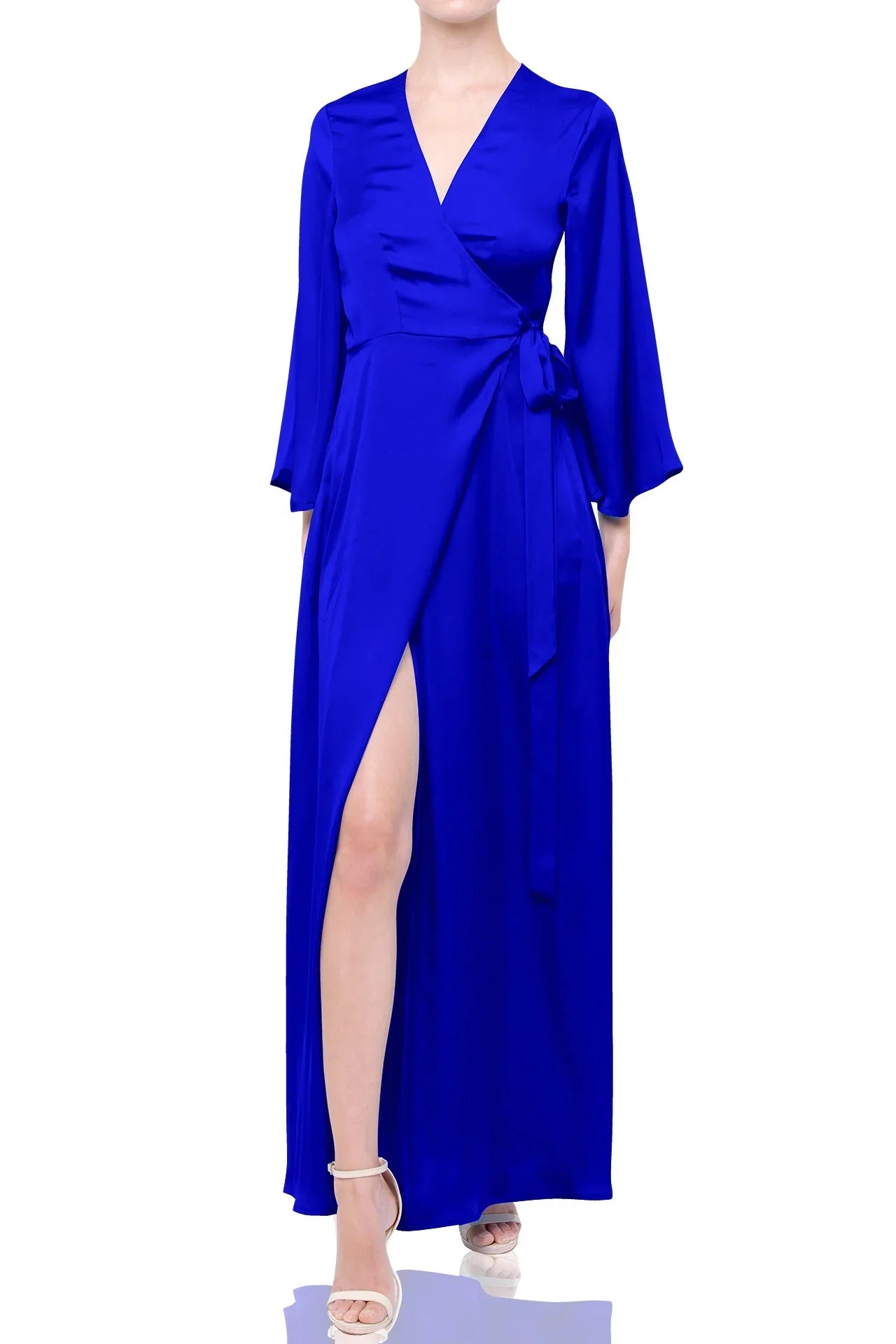 Designer Solid Wrap Dress