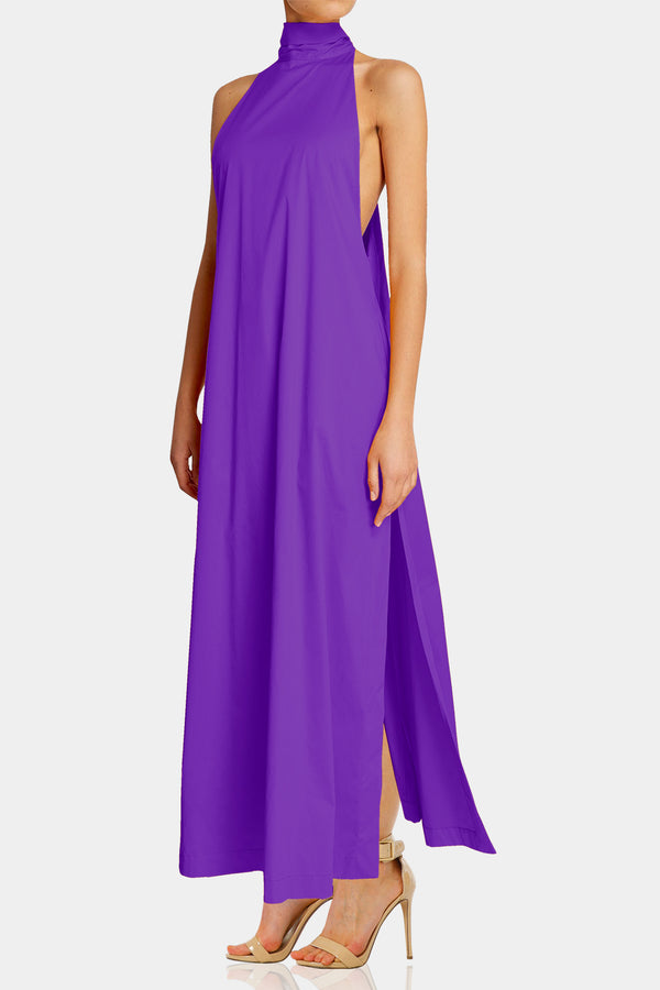 Royal Purple High-Neck Sleeveless Maxi Dress – Elegant & Timeless – Shahida  Parides