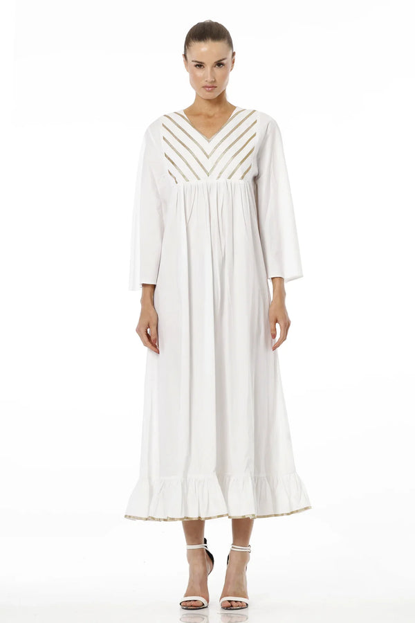 Designer Cotton Long Dress | White Cami Dresses | Shahida Parides Designer Cotton Long Dress | White Cami Dresses | Shahida Parides