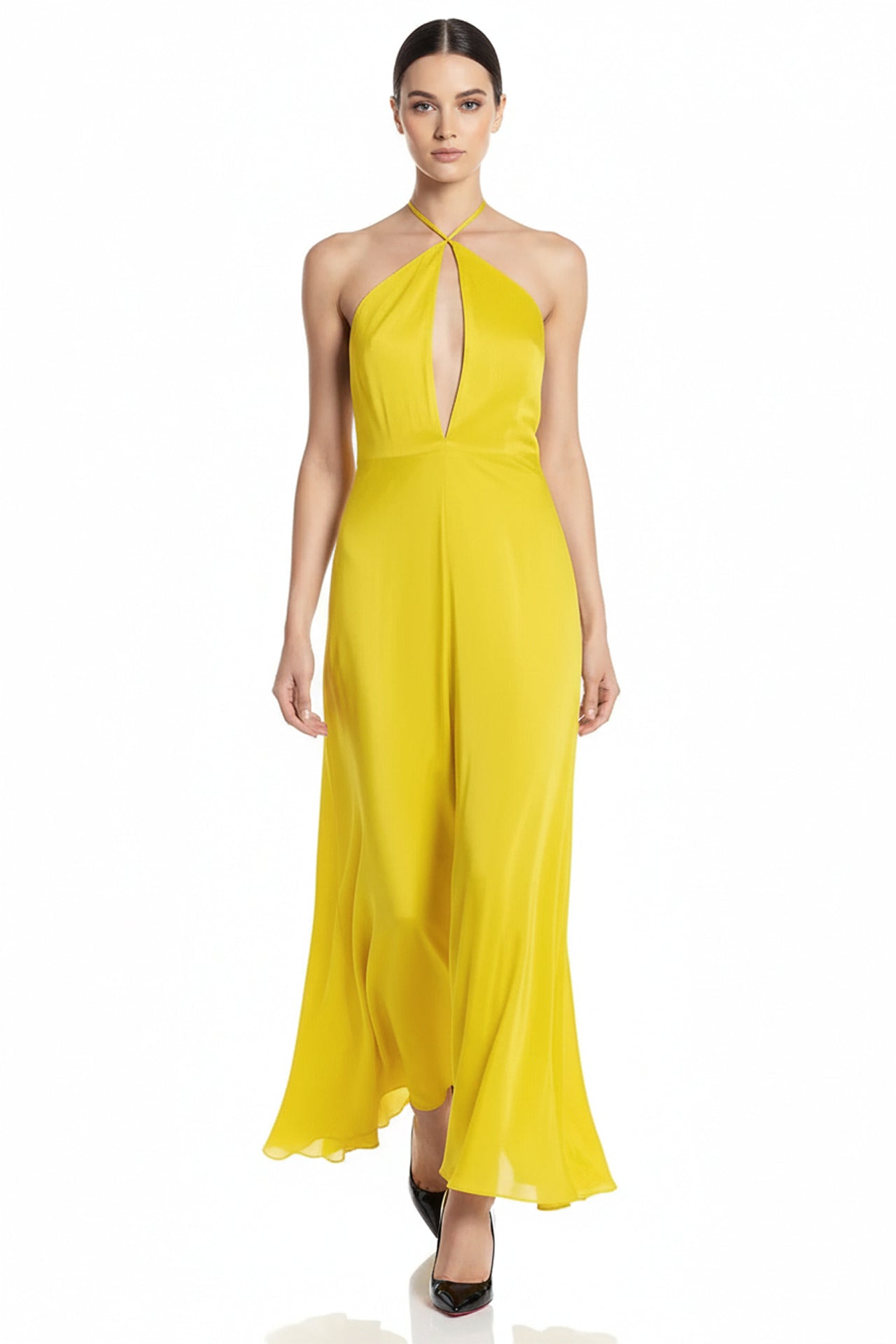 Designer Yellow Maxi Scarf Dress Designer Yellow Maxi Scarf Dress