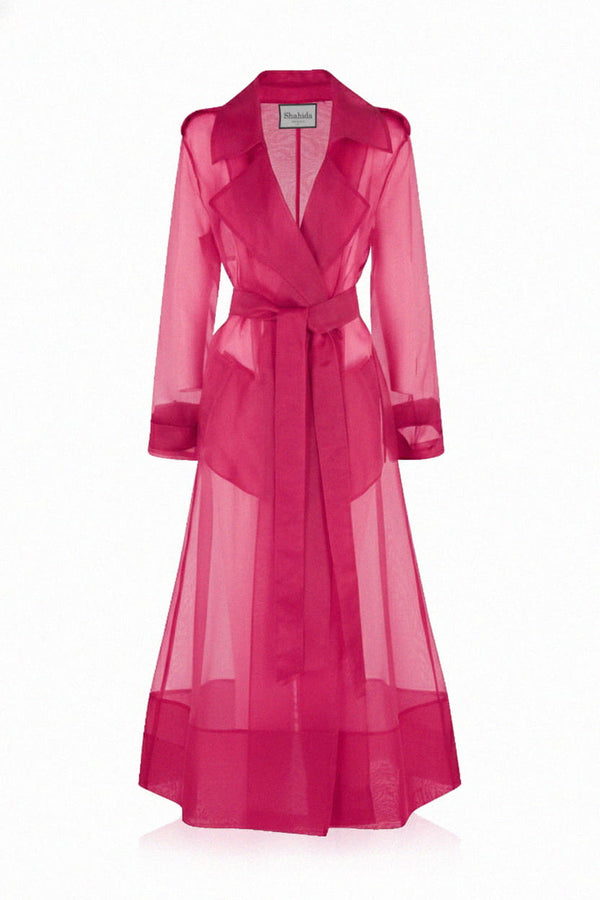 S Mary's Rose Pink Organza Trench Coat Sheer Layer for Romantic Weddings S Mary's Rose Pink Organza Trench Coat Sheer Layer for Romantic Weddings