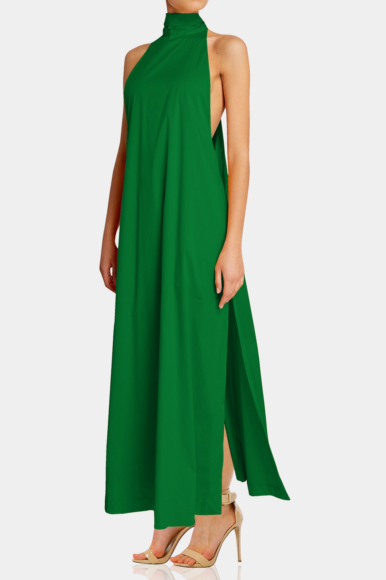 Small Classic Green High-Neck Maxi Dress Small Classic Green High-Neck Maxi Dress