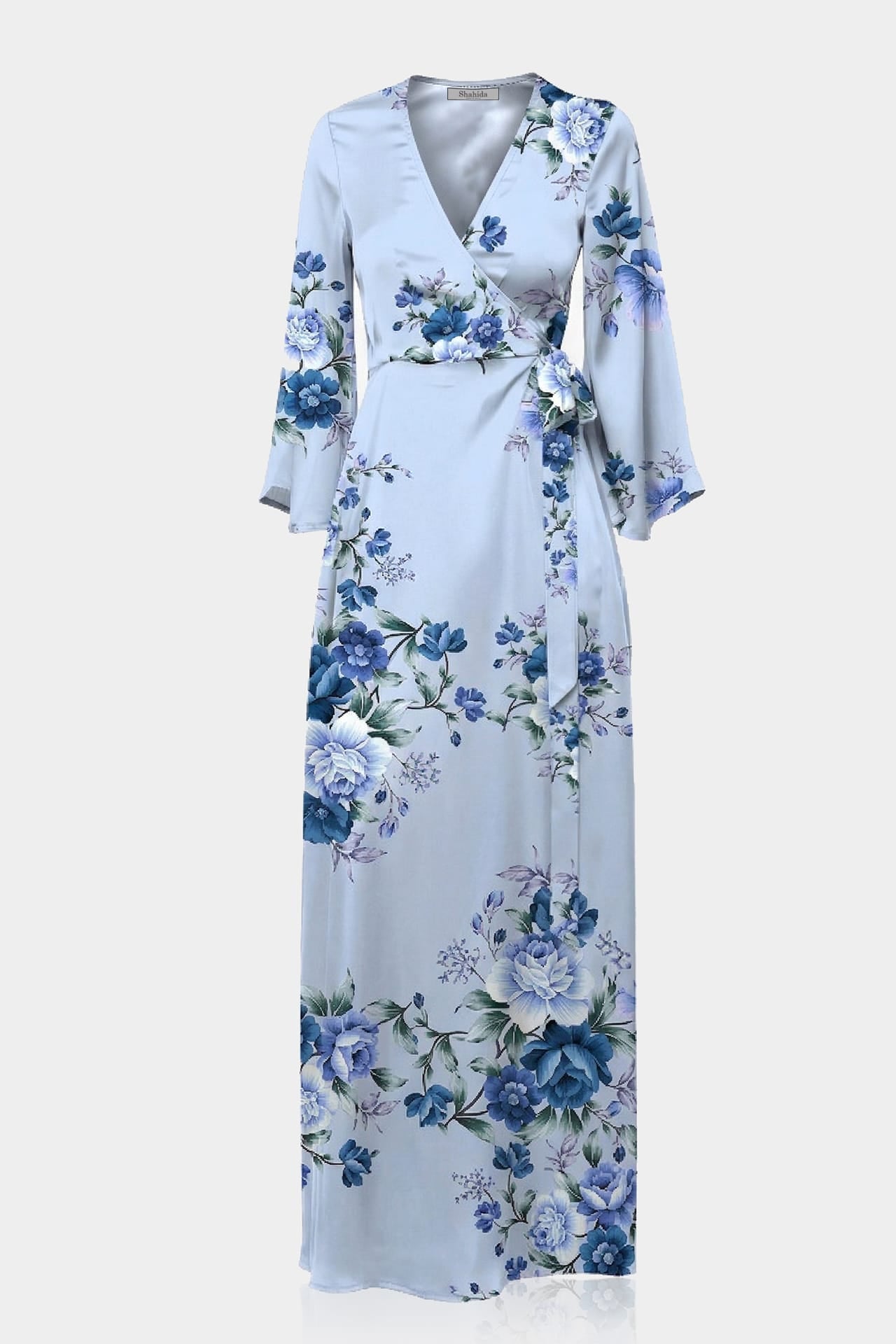 blue wrap dress wedding guest Standard / S Midnight Floral Satin Maxi for Guests & Garden Parties Pattern Sewing Level: Beginner 28.3 and hips 37 Color:M-Chocolate Silk Laundry 90s Slip