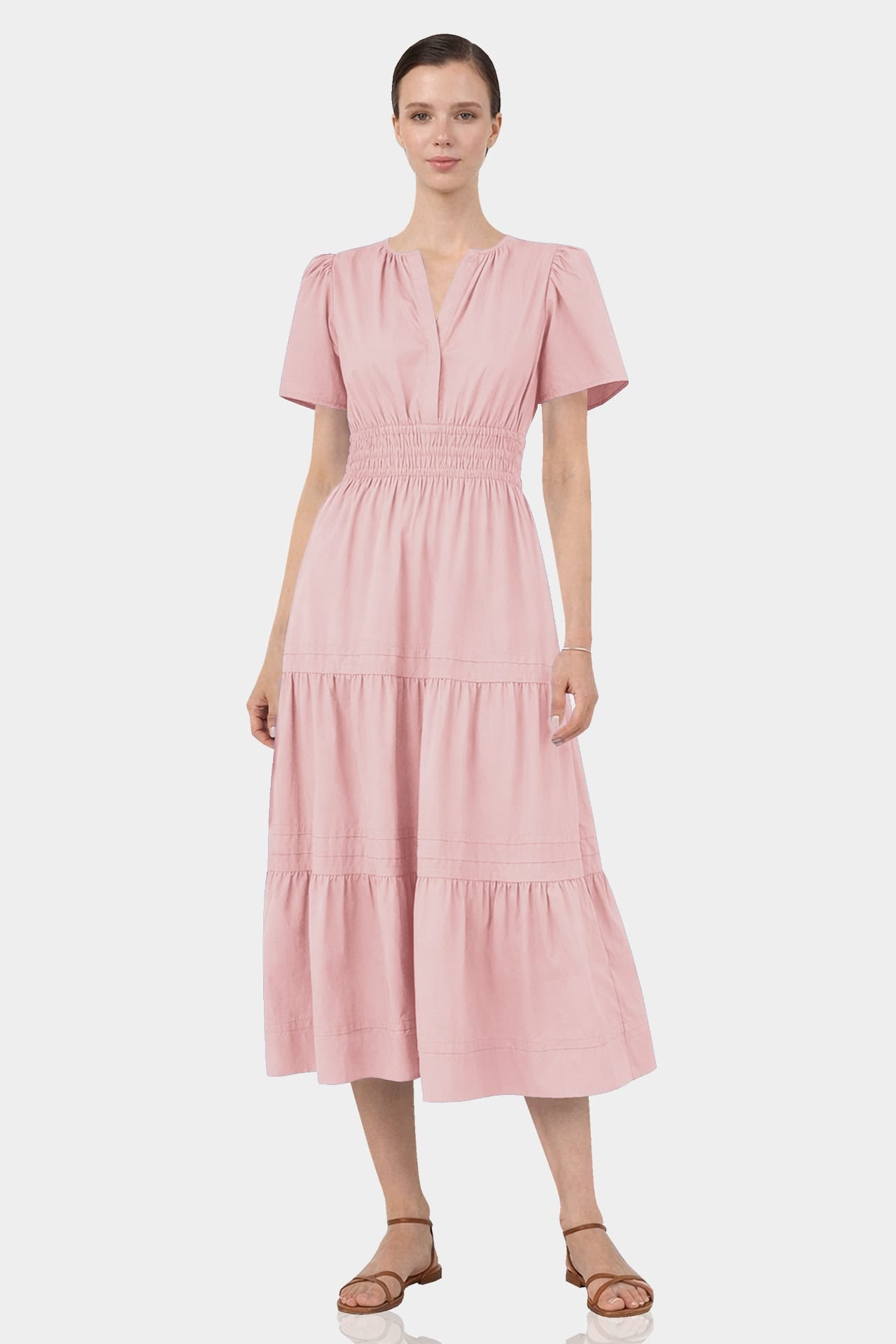 pink flowy midi dress Standard / S Blush Smocked Waist Day for Women Contact with me for Mini Dress Short Tight colored wedding dresses Color:Black/Brown