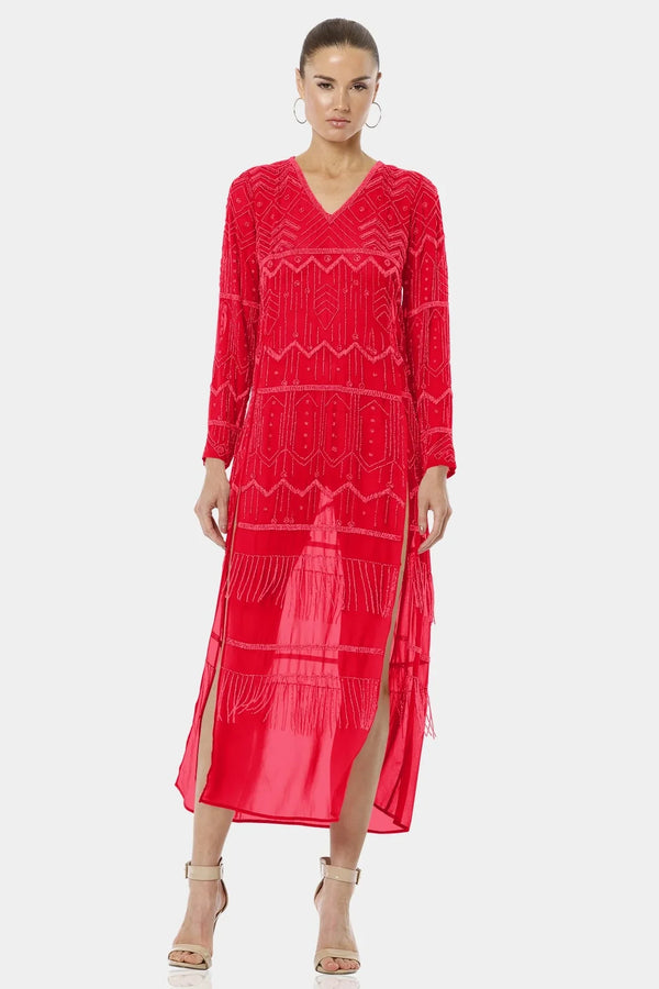 Sequin Dress | Red High Split Dress | Shahida Parides Sequin Dress | Red High Split Dress | Shahida Parides