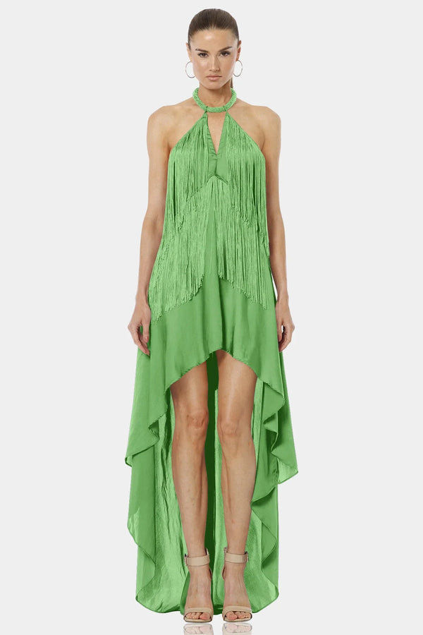 Halter Dress Summer | Fringe Halter Dress | Mint Green Dress | Qishma Shahida Parides Halter Dress Summer | Fringe Halter Dress | Mint Green Dress | Qishma Shahida Parides