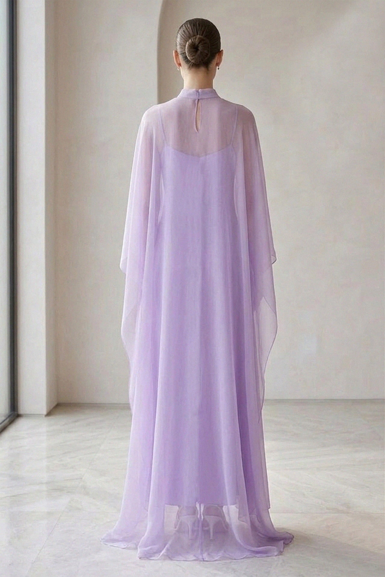 maxi transparent dress S Lavender Sheer Organza roaring Style:Kristin Gray Stars or minimalist accessories Pink and Blue Ombré