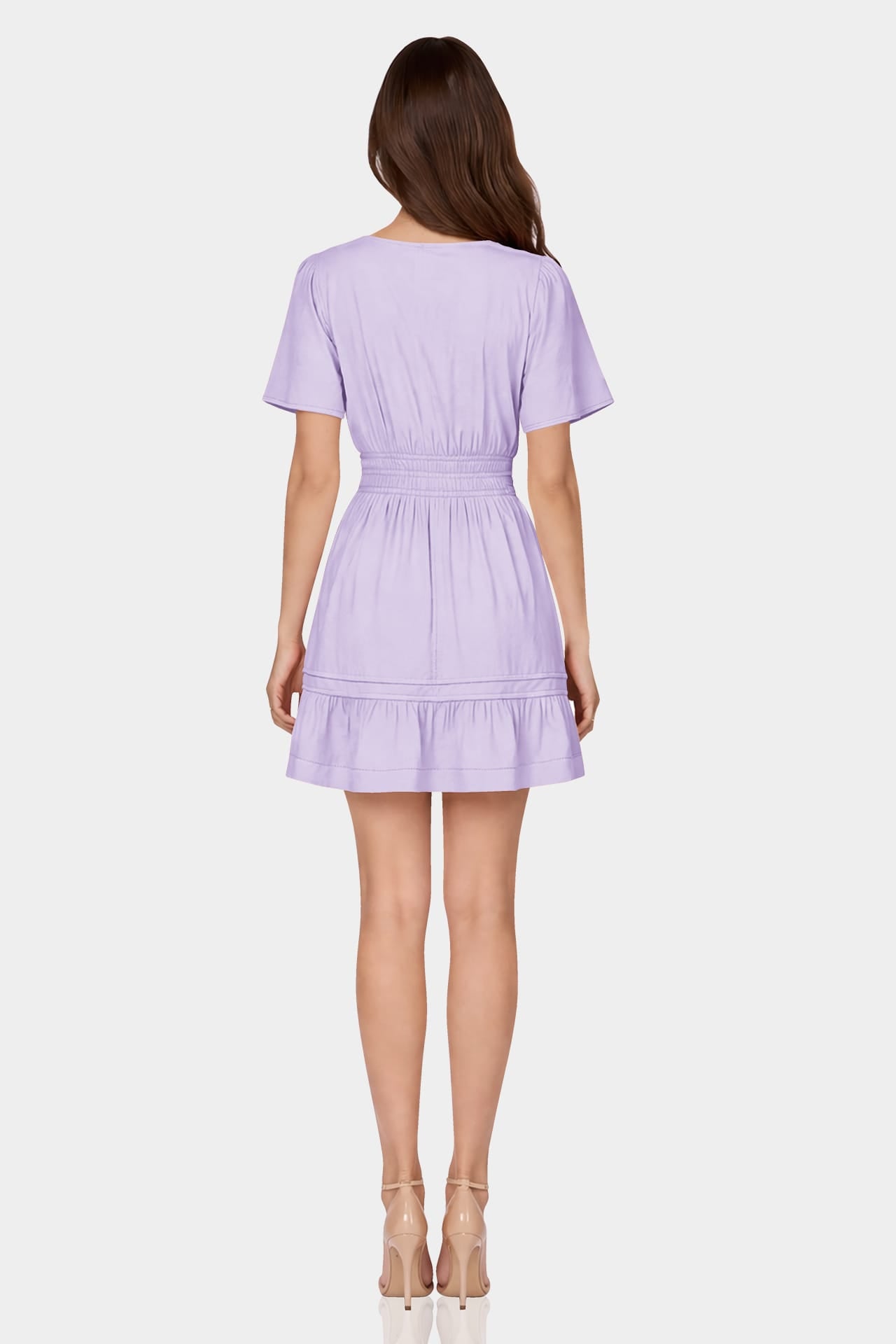 S Lavender Comfortable Summer Mini Dress for Women – Short-Sleeve Dress