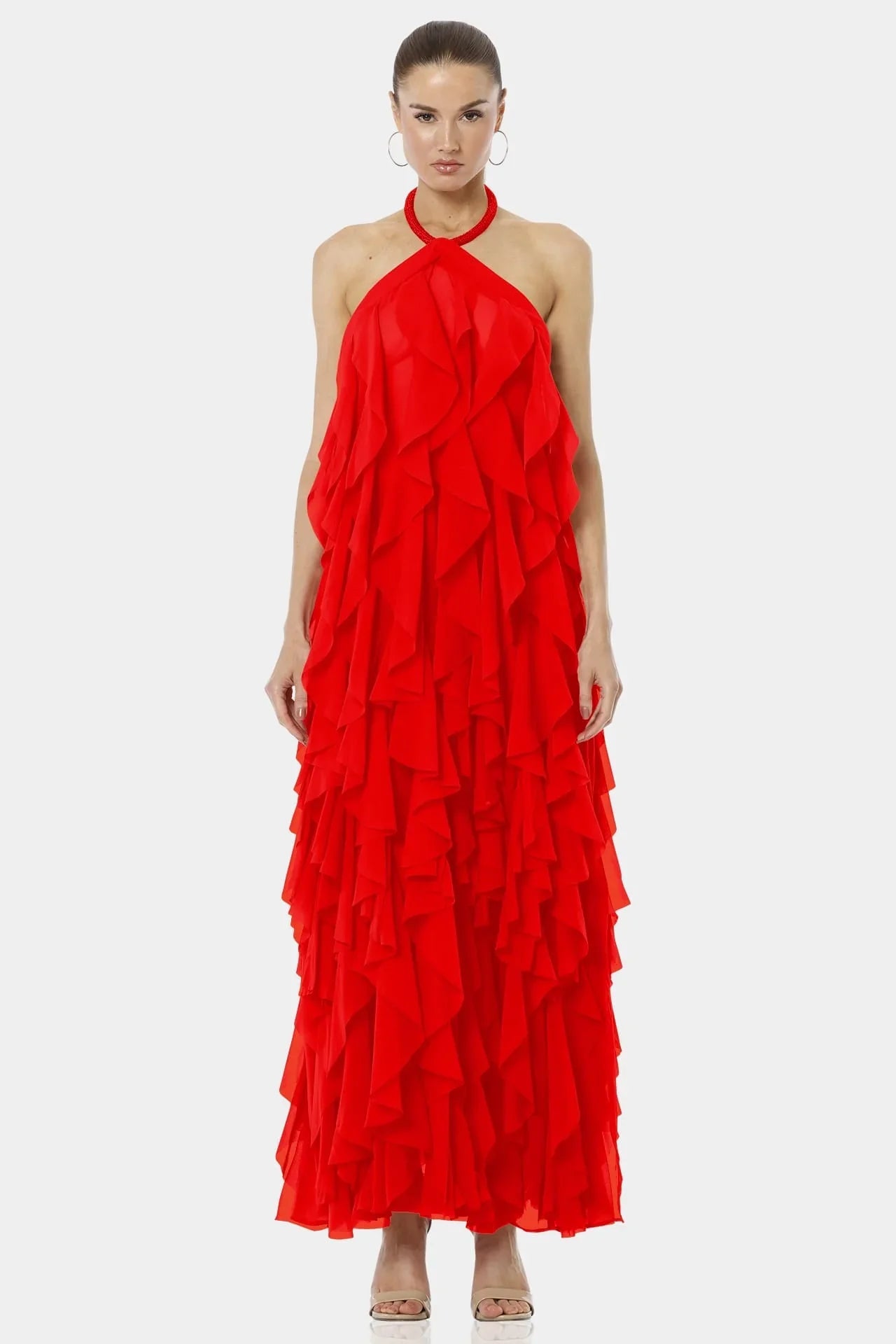 Red Ruffle Maxi Dress | Tiered Ruffle Dress | Long Maxi Dress