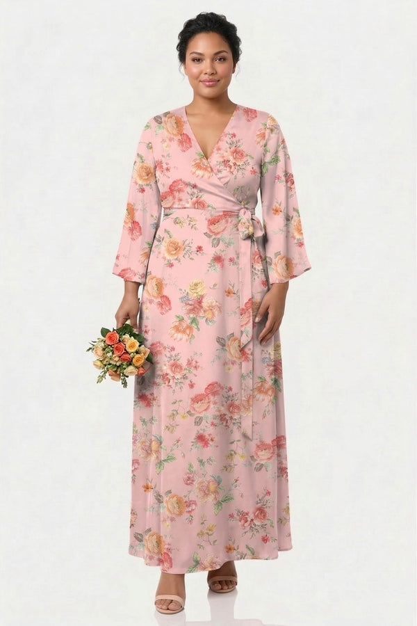 Pink Floral Wrap Maxi Dress | Garden Wedding Guest  Shahida Parides