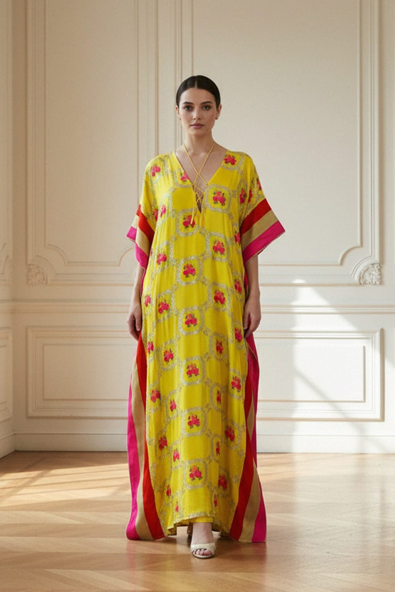Designer Summer Plunged V-Neck Kaftan