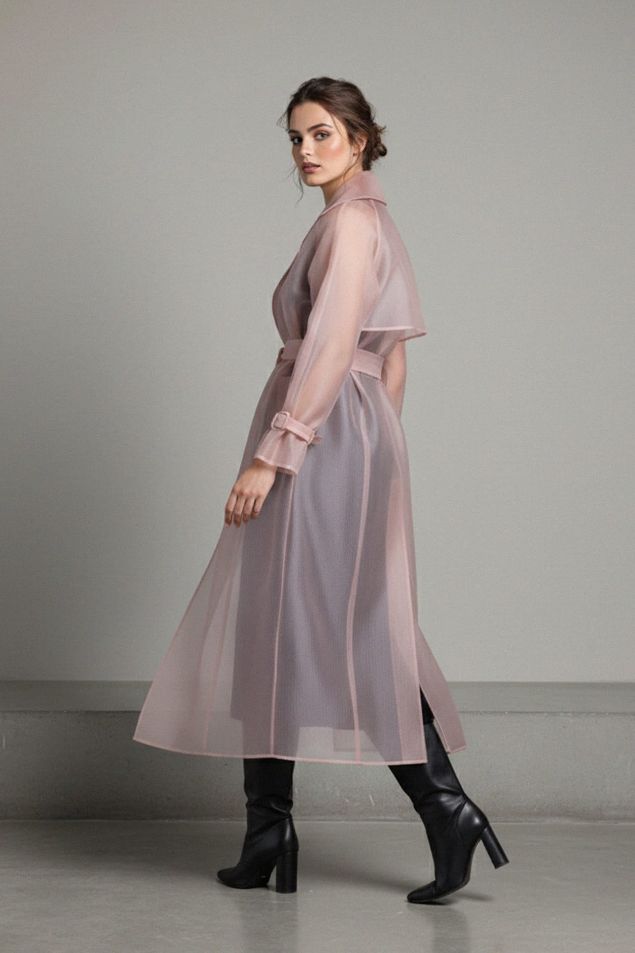 Luxury Transparent Trench Coat | Designer Organza Outerwear