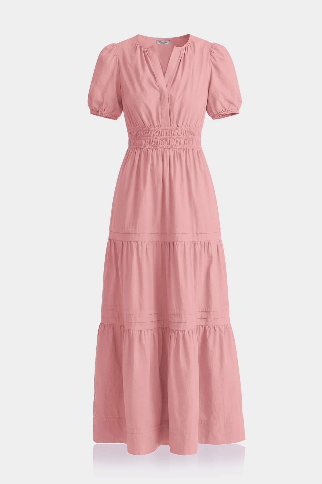 Standard / S Dusty Rose Cotton Tiered Maxi Dress – Smocked Maxi Dress