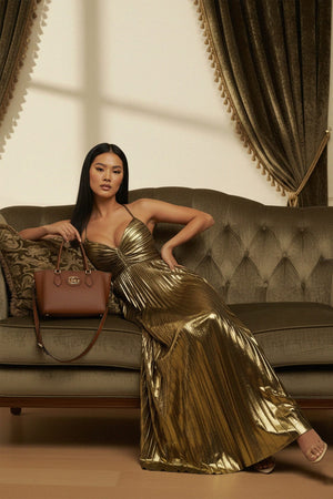 metallic gold dress women Buy Women's Dresses Gold Evening Metallic Online