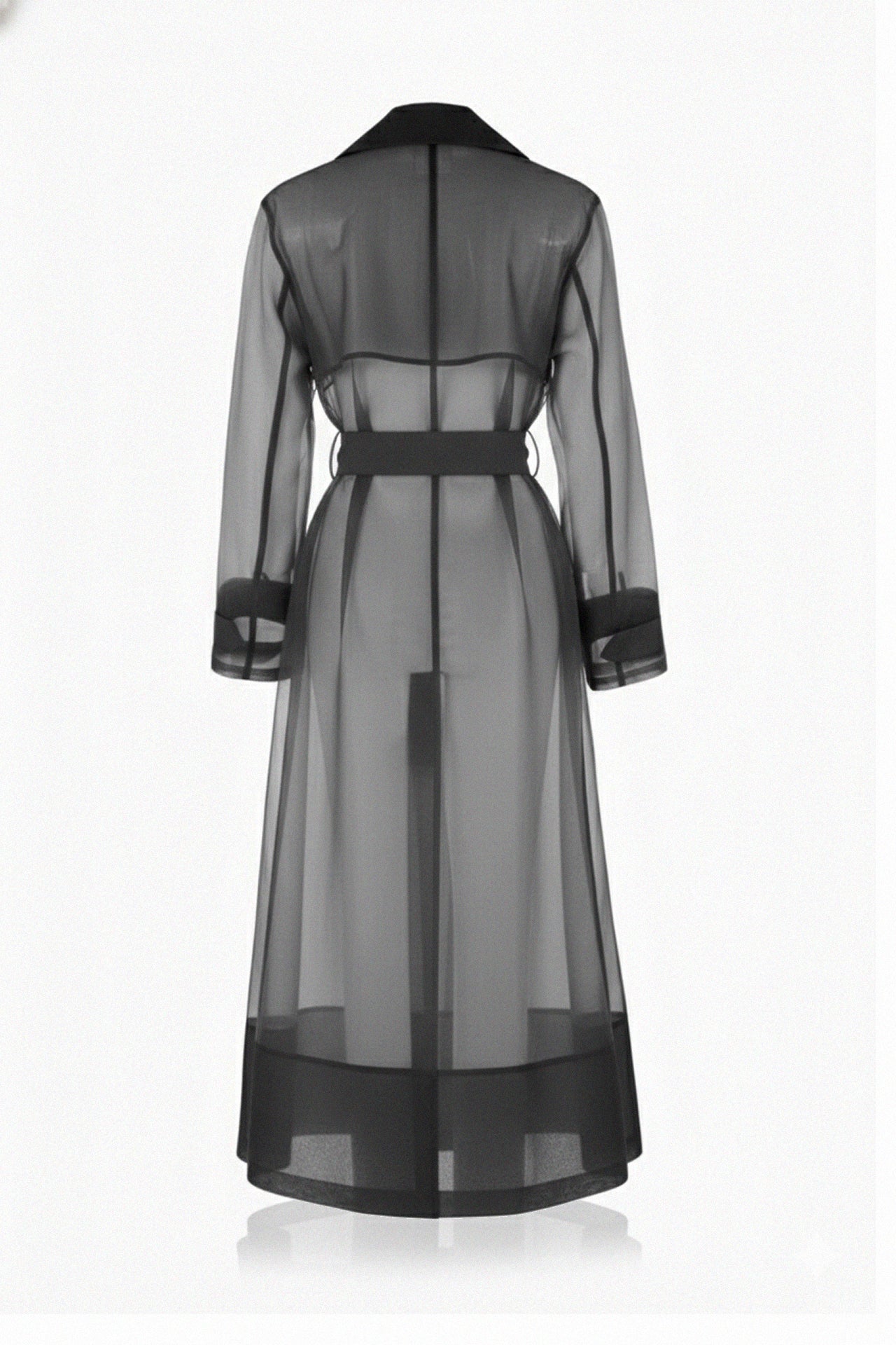 Charcoal Grey Sheer Silk Organza Trench Coat | Lightweight Summer