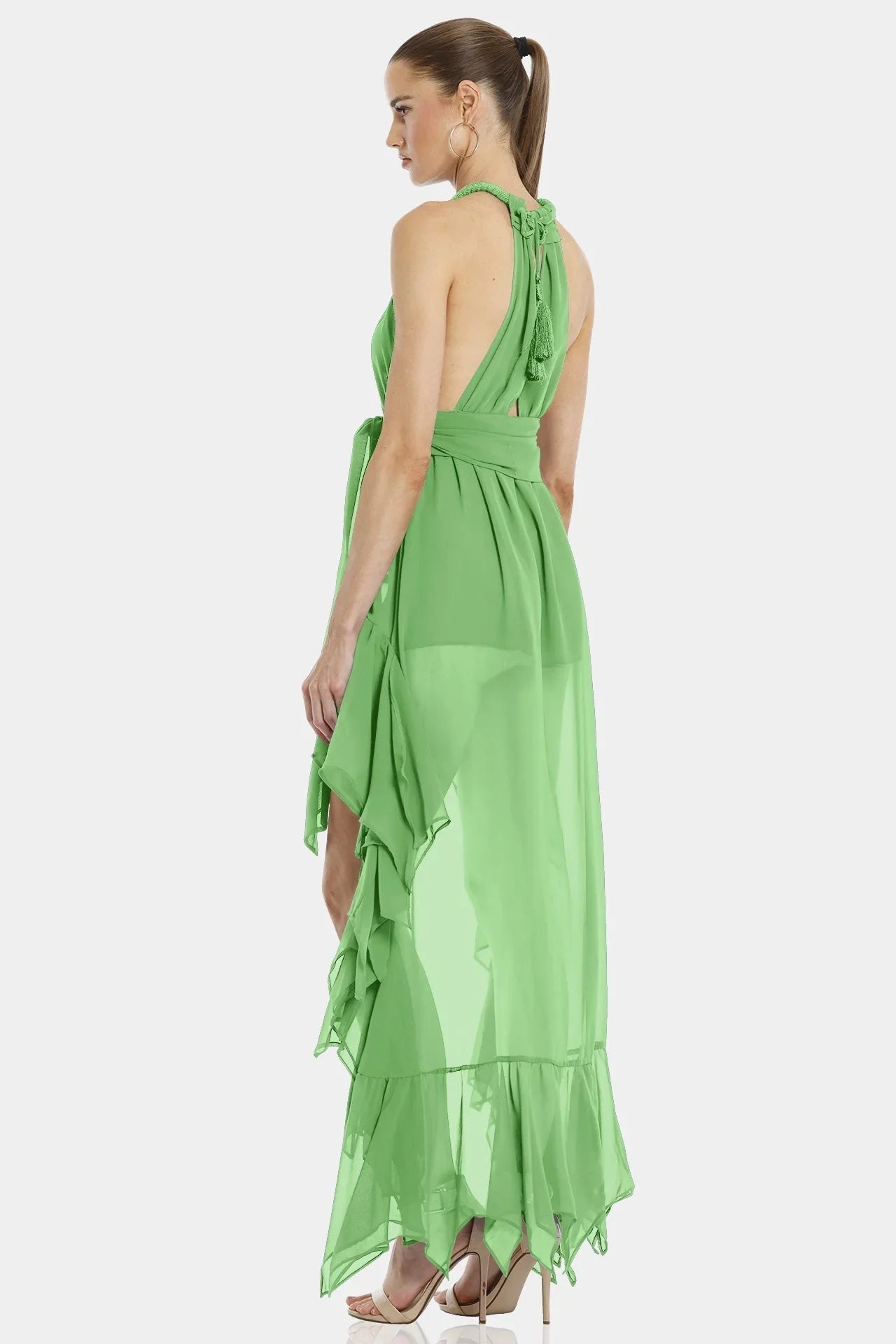 mint green summer dress Mint Green Color Dress | Asymmetric Layer | Ruffle Maxi Dress