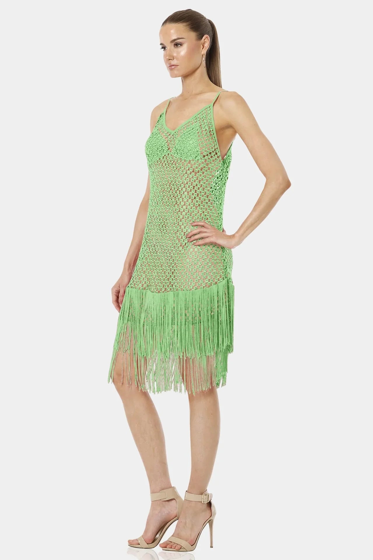 Mint Green Fringe Dress | Strappy Sequin Dress | Green Dress | Qishma Large Mint Green Fringe Dress | Strappy Sequin Dress | Green Dress | Qishma Large
