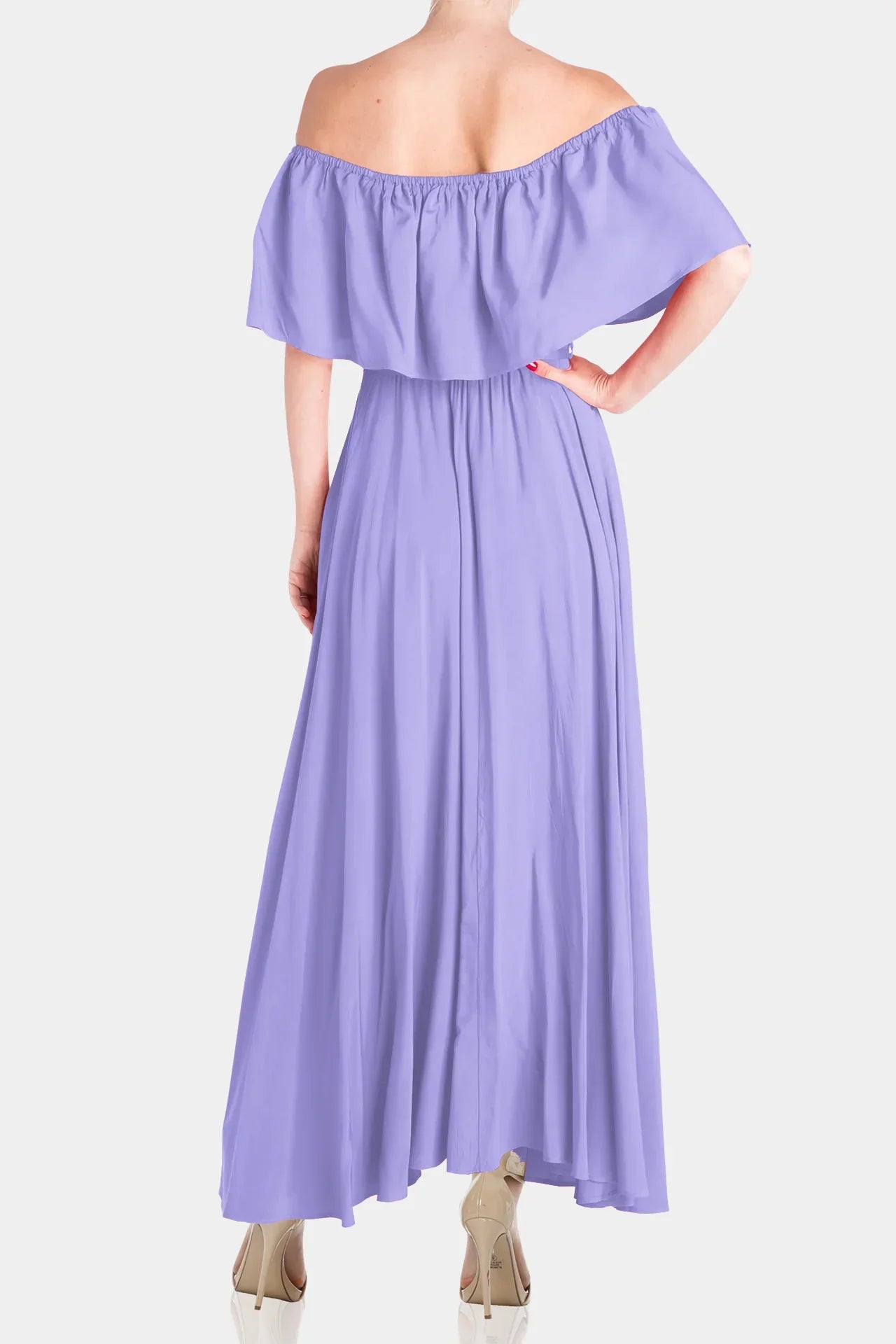 Off Shoulder Light Purple Maxi Dress