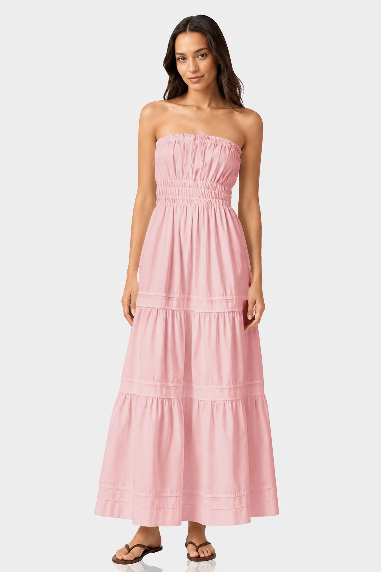 strapless tiered maxi dress Organic Cotton Strapless Maxi Dress