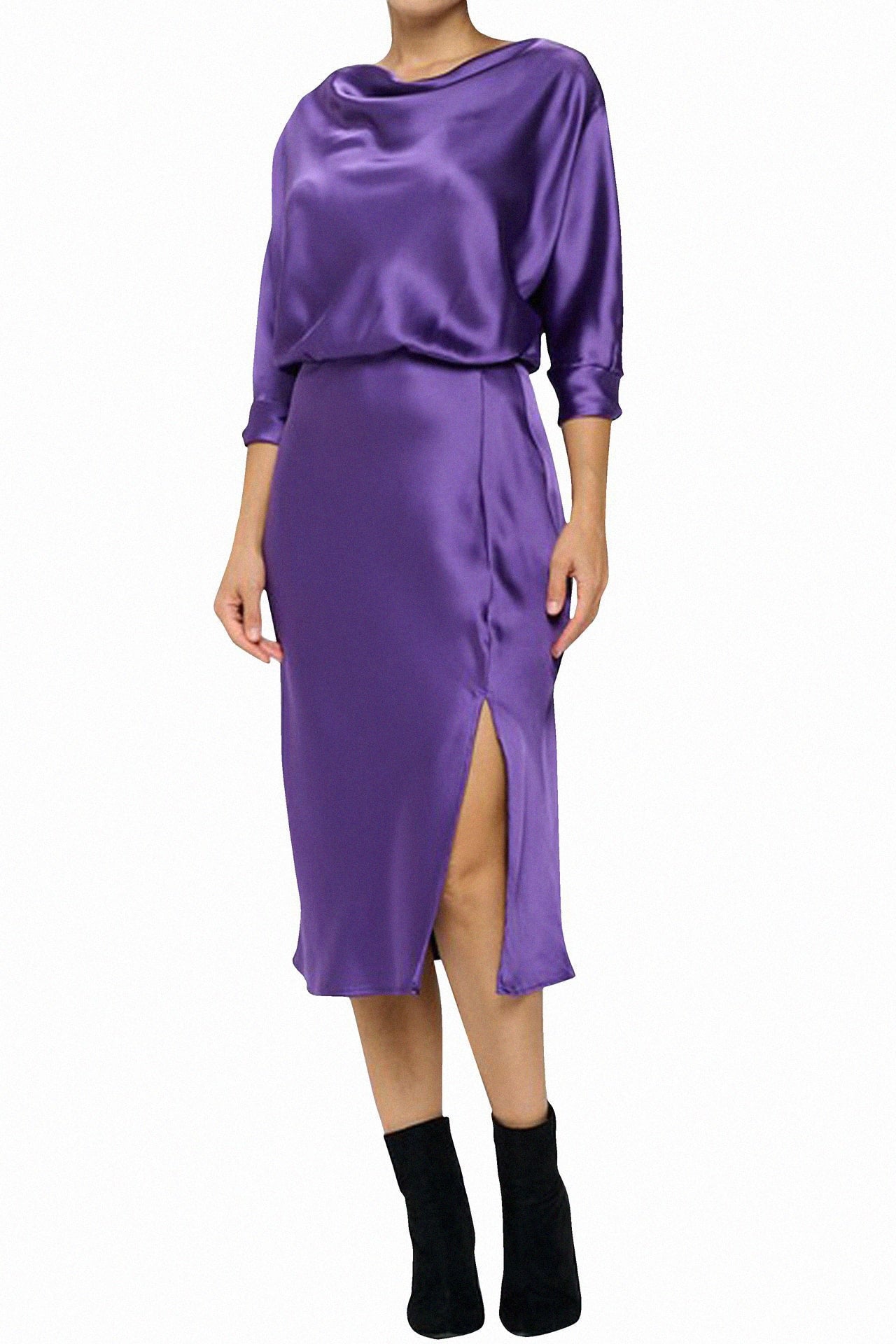 purple satin cowl neck dress Womens Next Lavender Purple Satin Cowl Neck Wedding Guest Bridesmaid Maxi Dress US 14 Tall