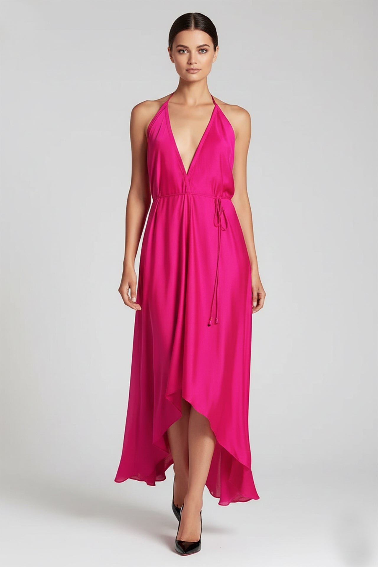 sachin and babi light blue dress Jovani Raspberry Pink floor length prom dress main image 0