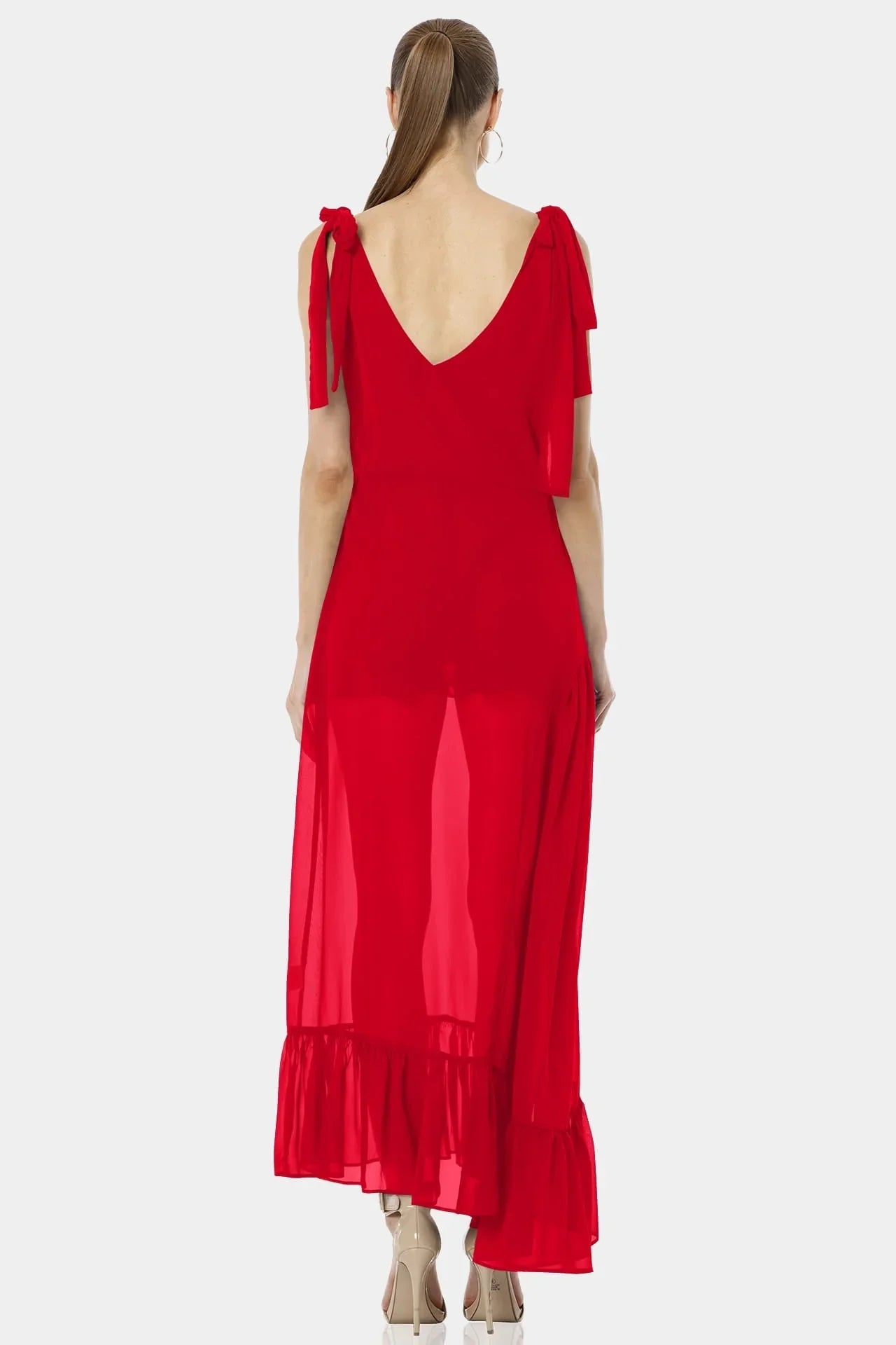sheer ruffle maxi dress Helsa Revolve Sheer Ruffle Long Dress by Helsa