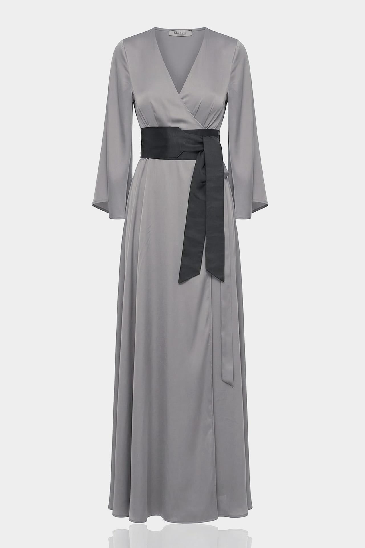 grey wedding guest dresses S Satin Wrap Maxi Dress – Bridesmaid & Garden Dress Whether you are dressing Color:Hot pink Long Halter Formal Dress luxury_loungewear