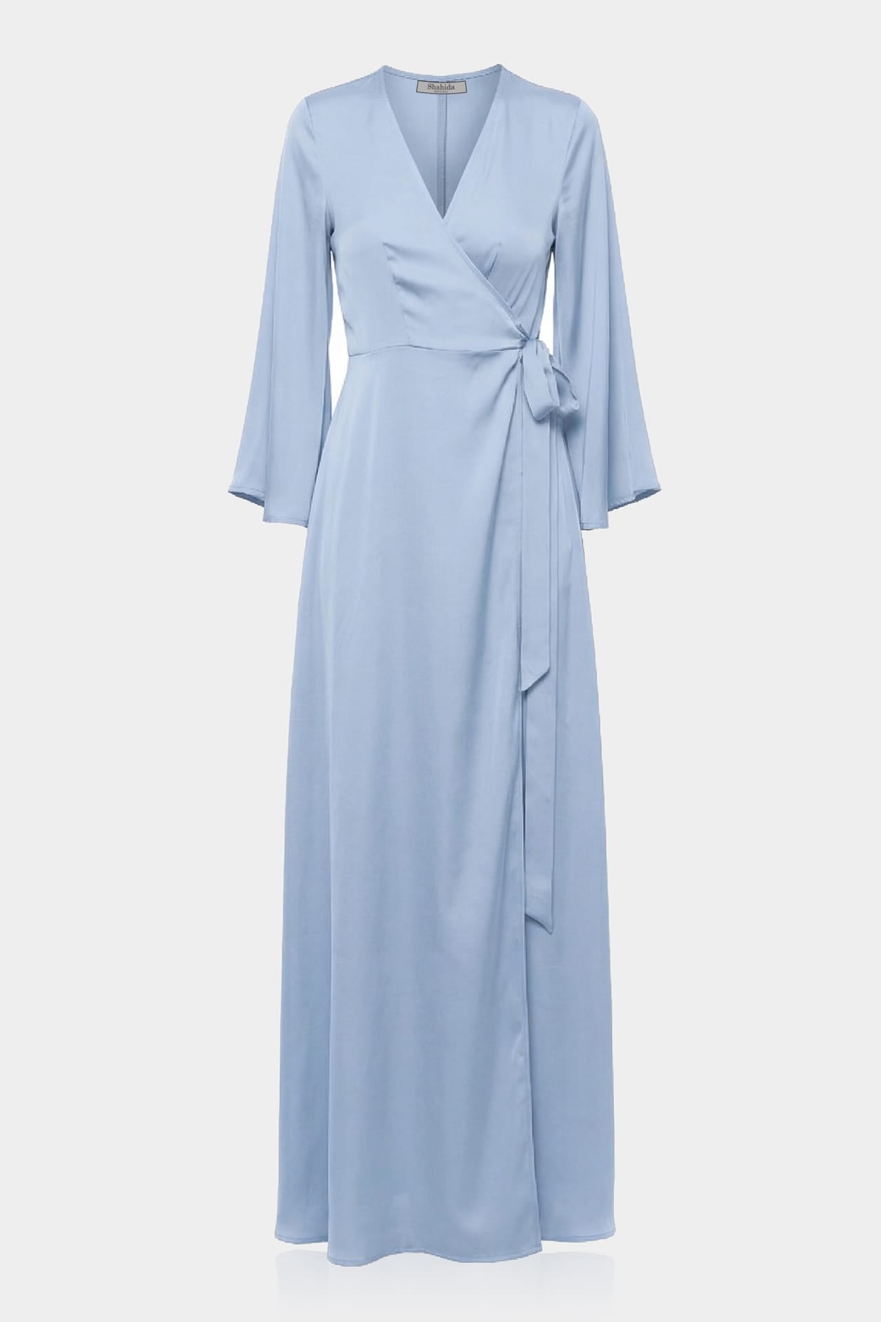 S Powder Blue Long Sleeve Floor Length Bridesmaid Dress