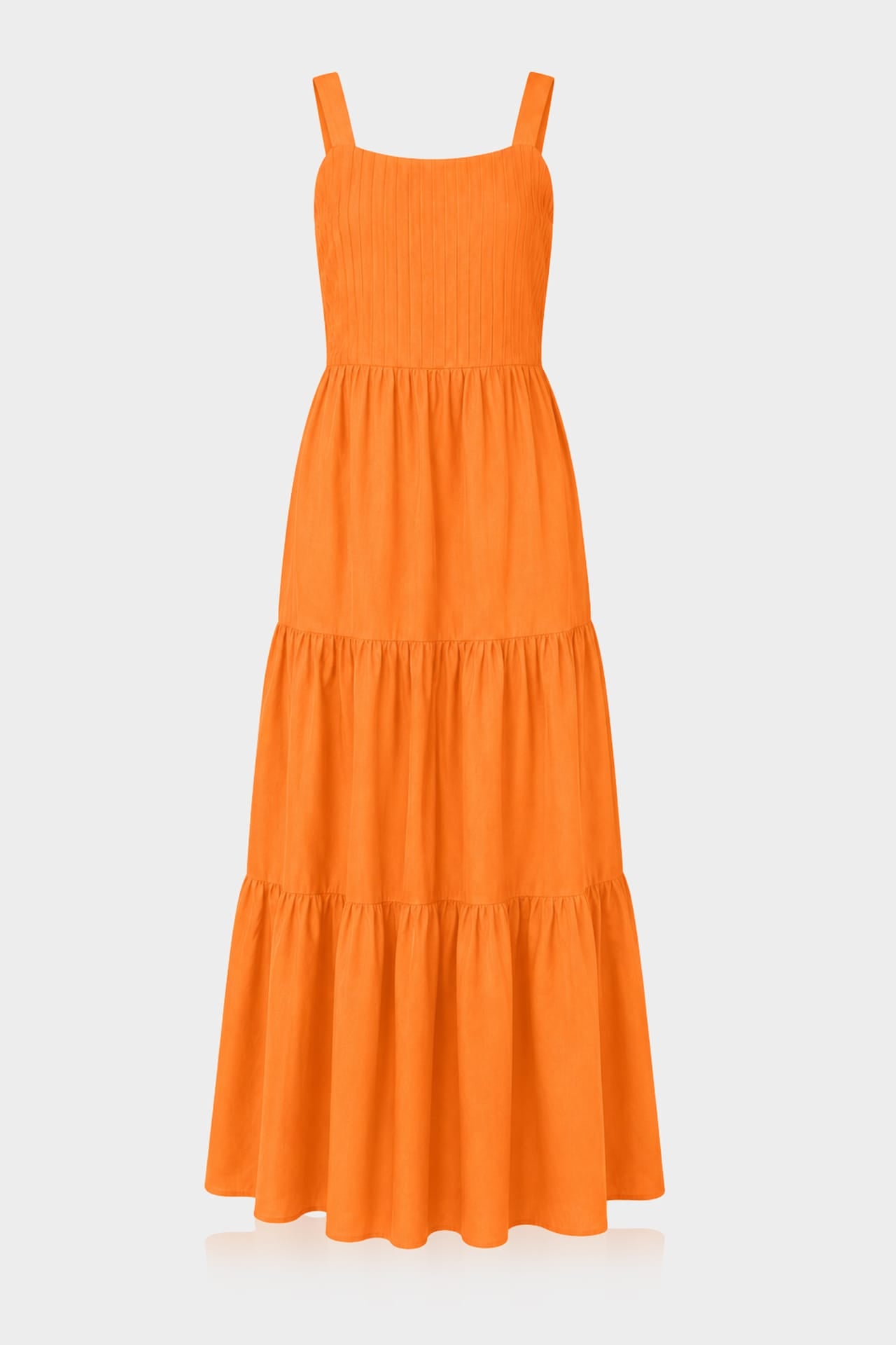 orange tiered maxi dress S Sunset Cotton with Square Neck Release Date YGroup_11003 Kid Size:5 Dolly White and Pink