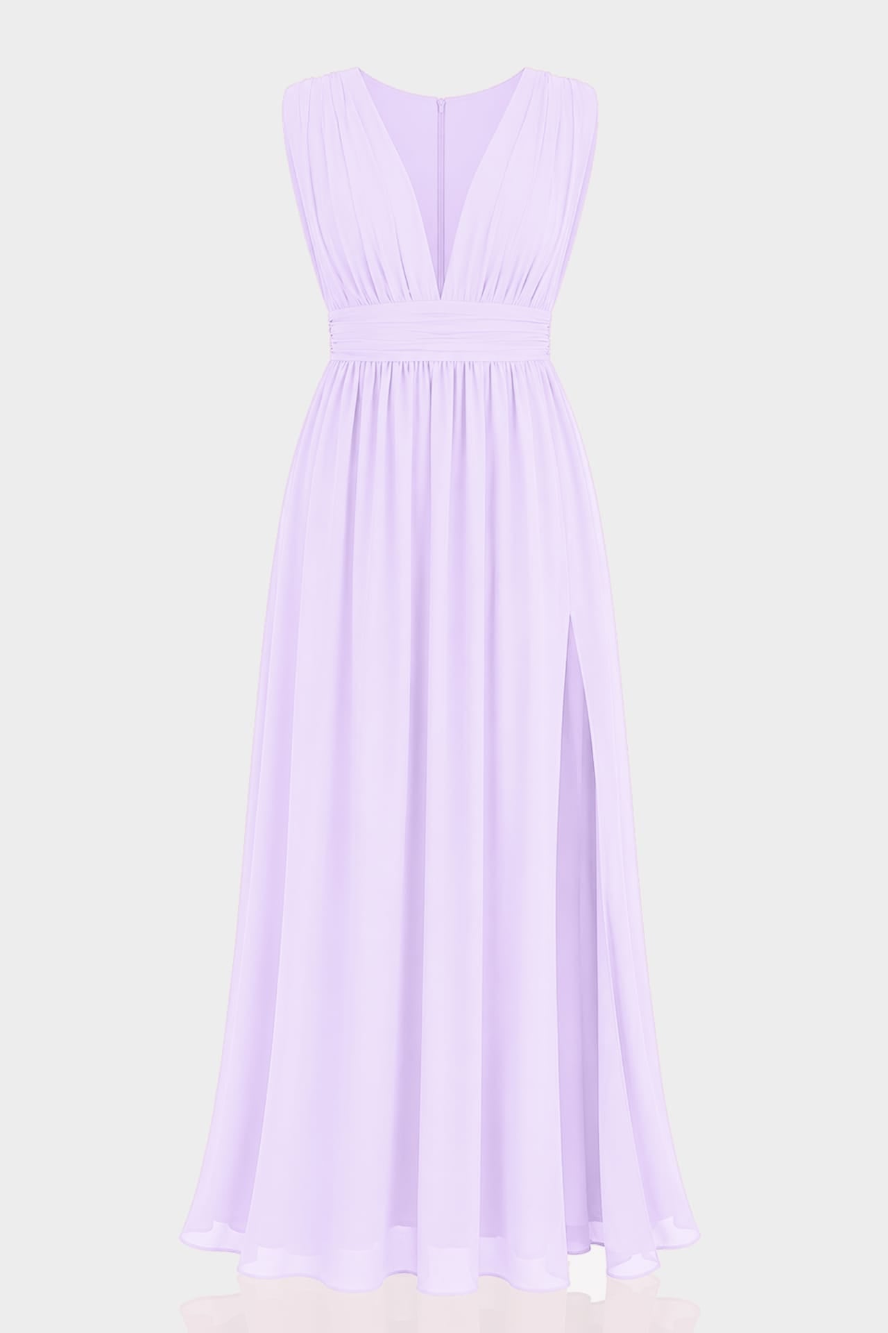 S / With Slit Lilac Heaven V-Neck Bridesmaid Dress – Elegant Wedding Maxi Gown