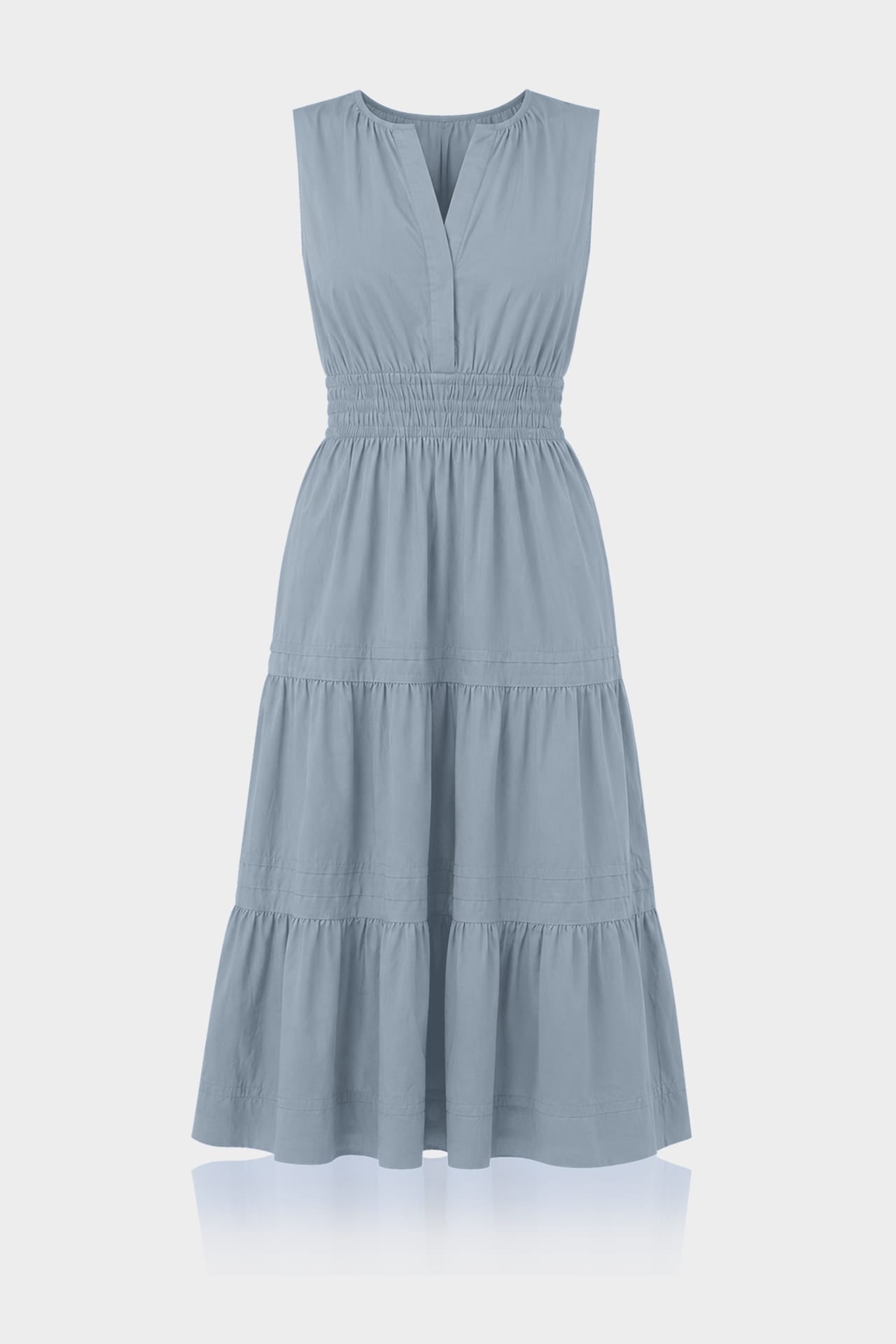 Dusty Blue Business Casual Cotton Midi Dress – Shahida Parides