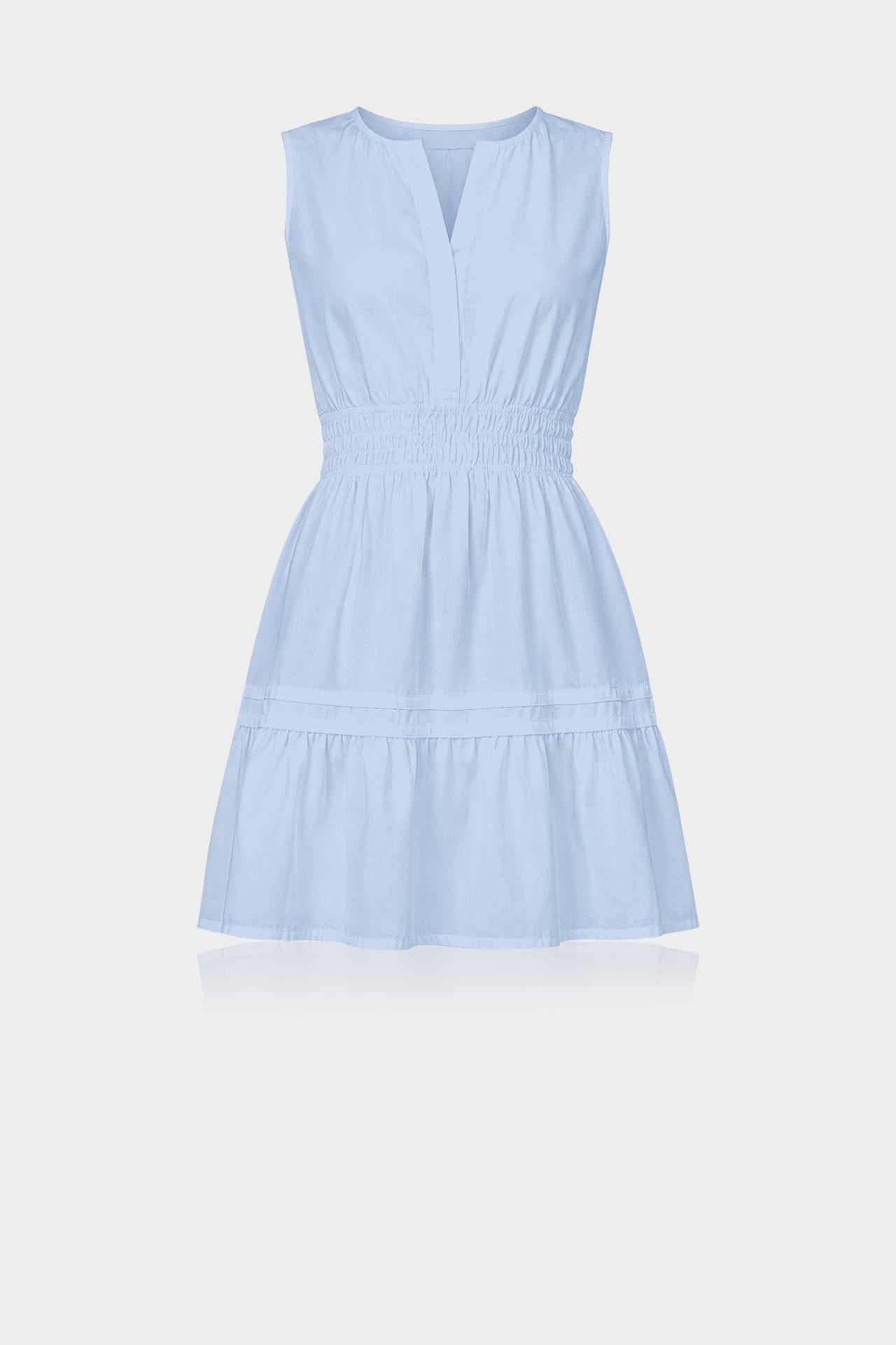 blue and white bridal shower dress S Steel Sleeveless Smocked Waist Cotton Mini – Minimalist Dress How To Dress Like Minimalist Elegance for Bridal loop:Women's Viva Waist Size:32″