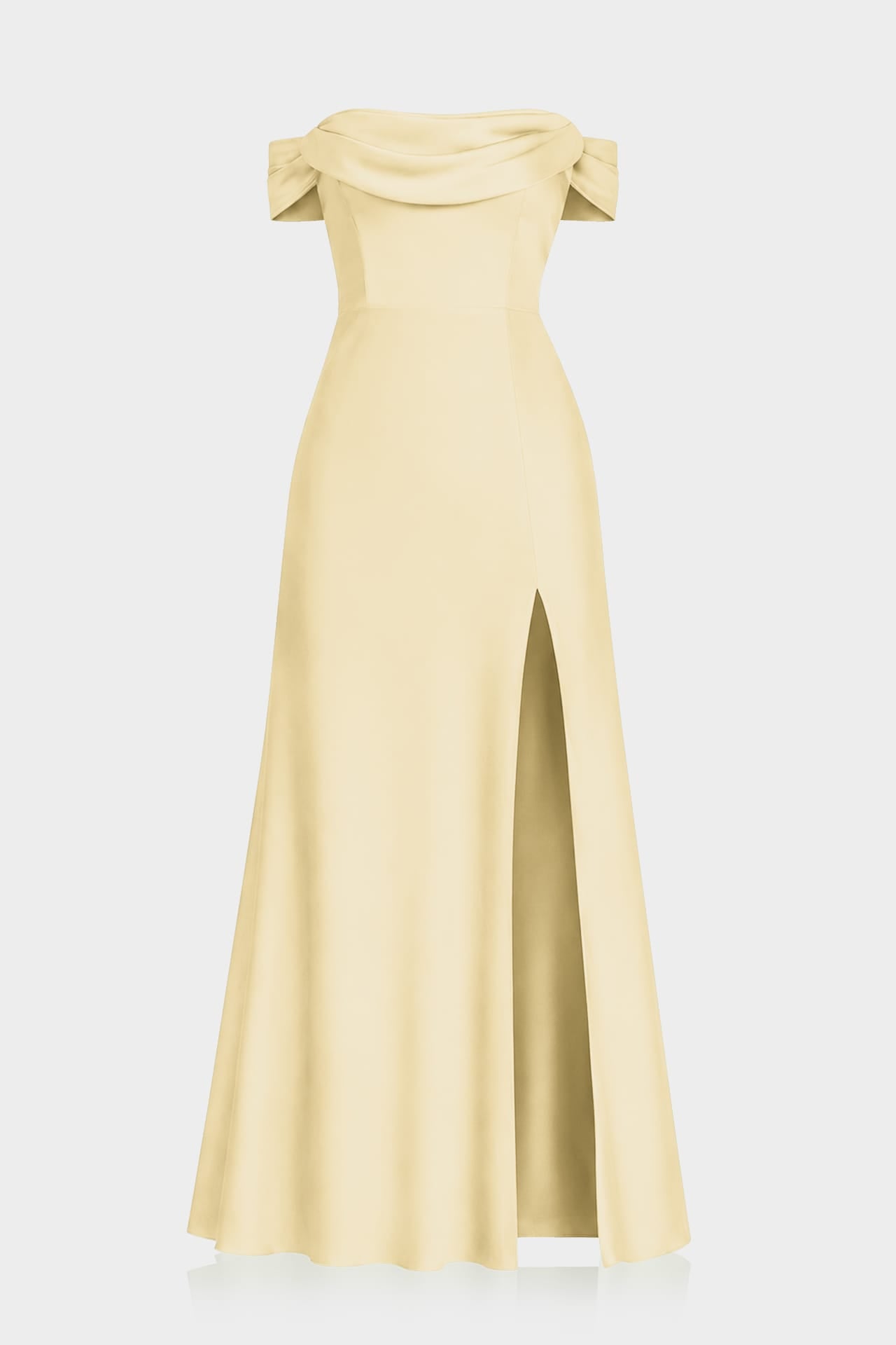 S Luxury Convertible Evening Gown in Champagne – Classic Satin Bridesmaid Dress