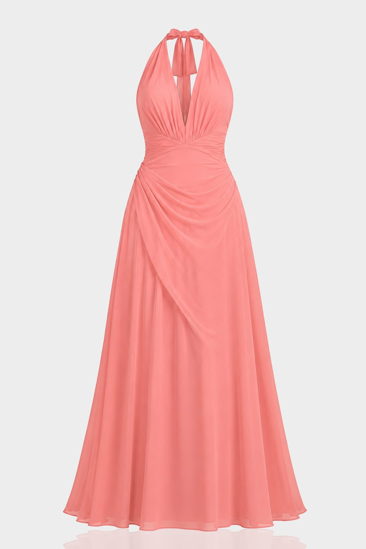 Coral Chiffon Bridesmaid Dress