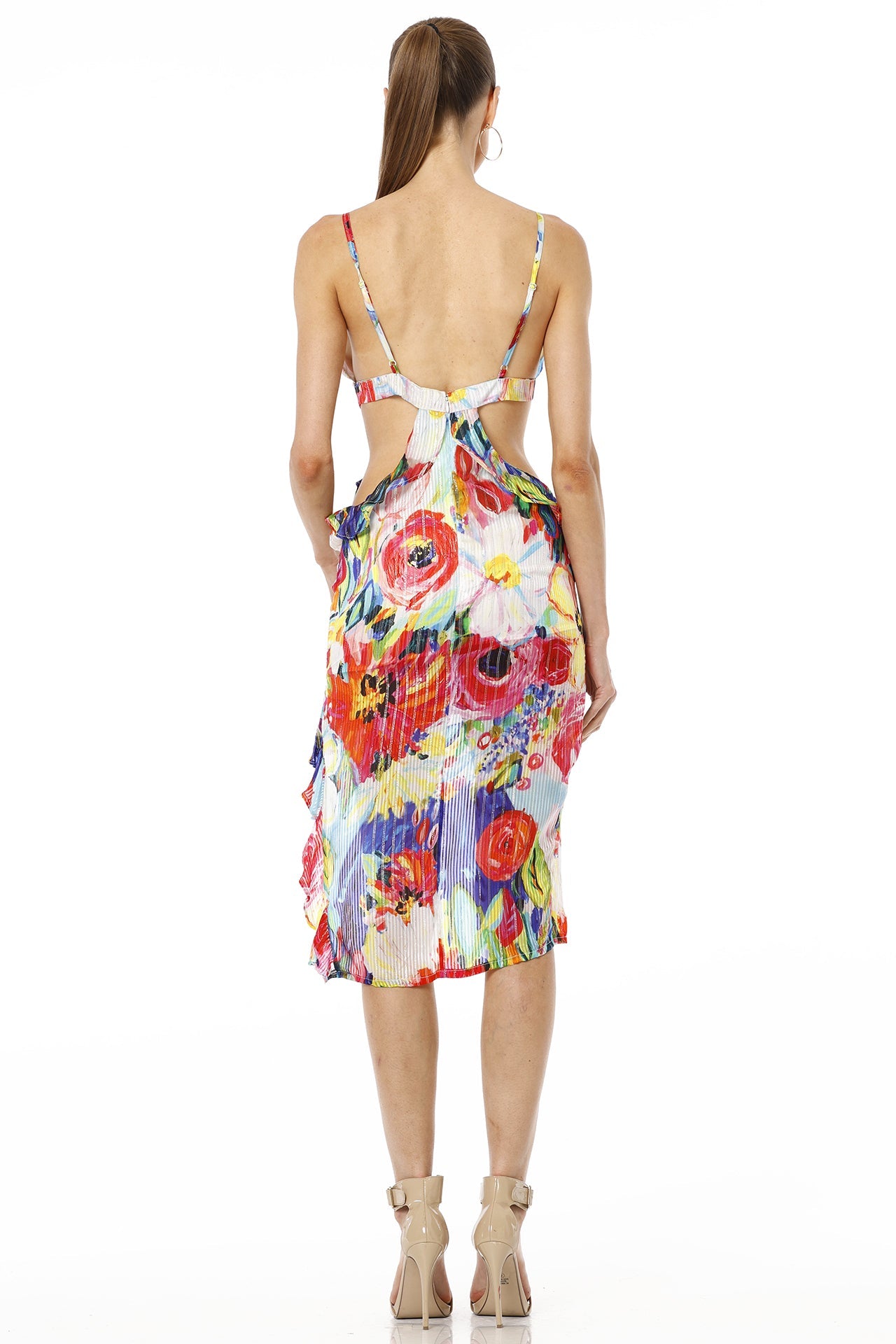 side cut out dresses ivory V-Neck Maxi Dress With Cut Out And Slit main image 0