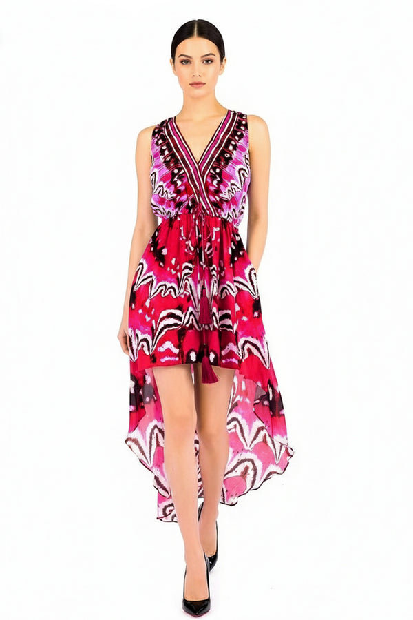 V-neck - Hi Low Dress