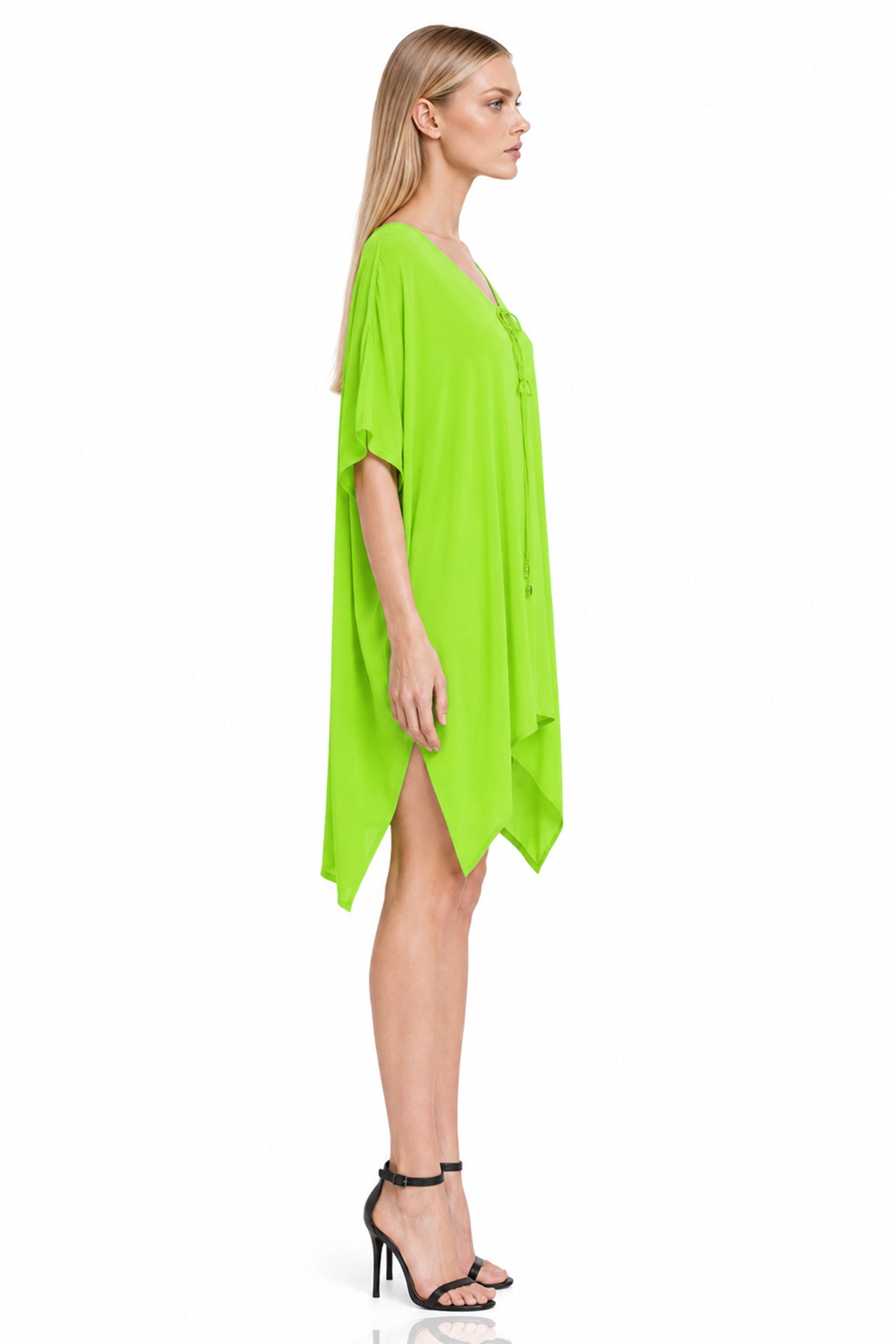 Lime Green Viscose Silk Kaftan Top