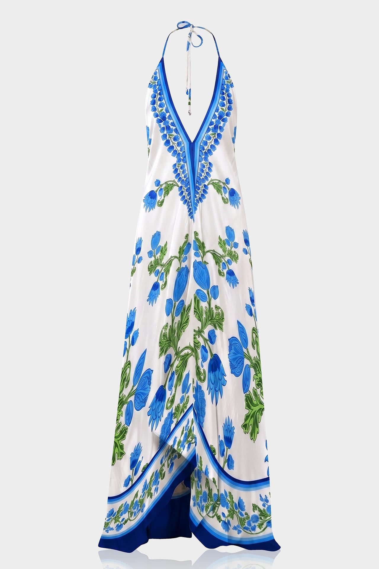 blue floral halter maxi dress LowStock:43780674748467