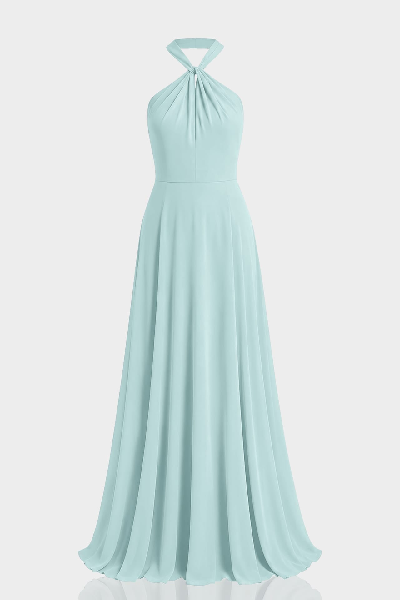S Luxury Aqua Green Halter Neck Chiffon Maxi Dress for Garden Party Dress